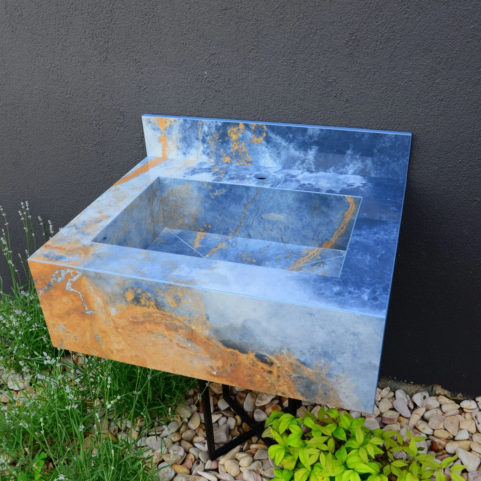 HANDCRAFTED OCEAN BLUE HIGH ENGINEERED STONE SINK (ES-034) - Image 4