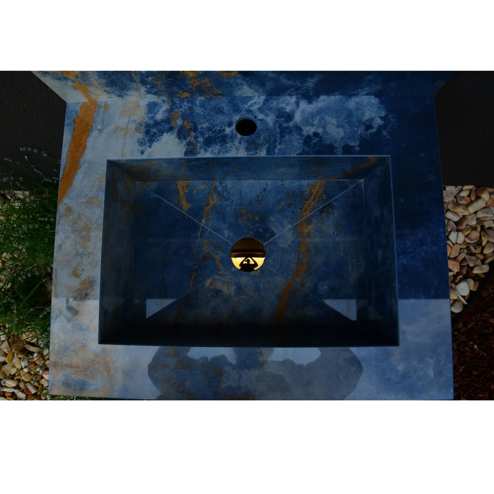 HANDCRAFTED OCEAN BLUE HIGH ENGINEERED STONE SINK (ES-034) - Image 5