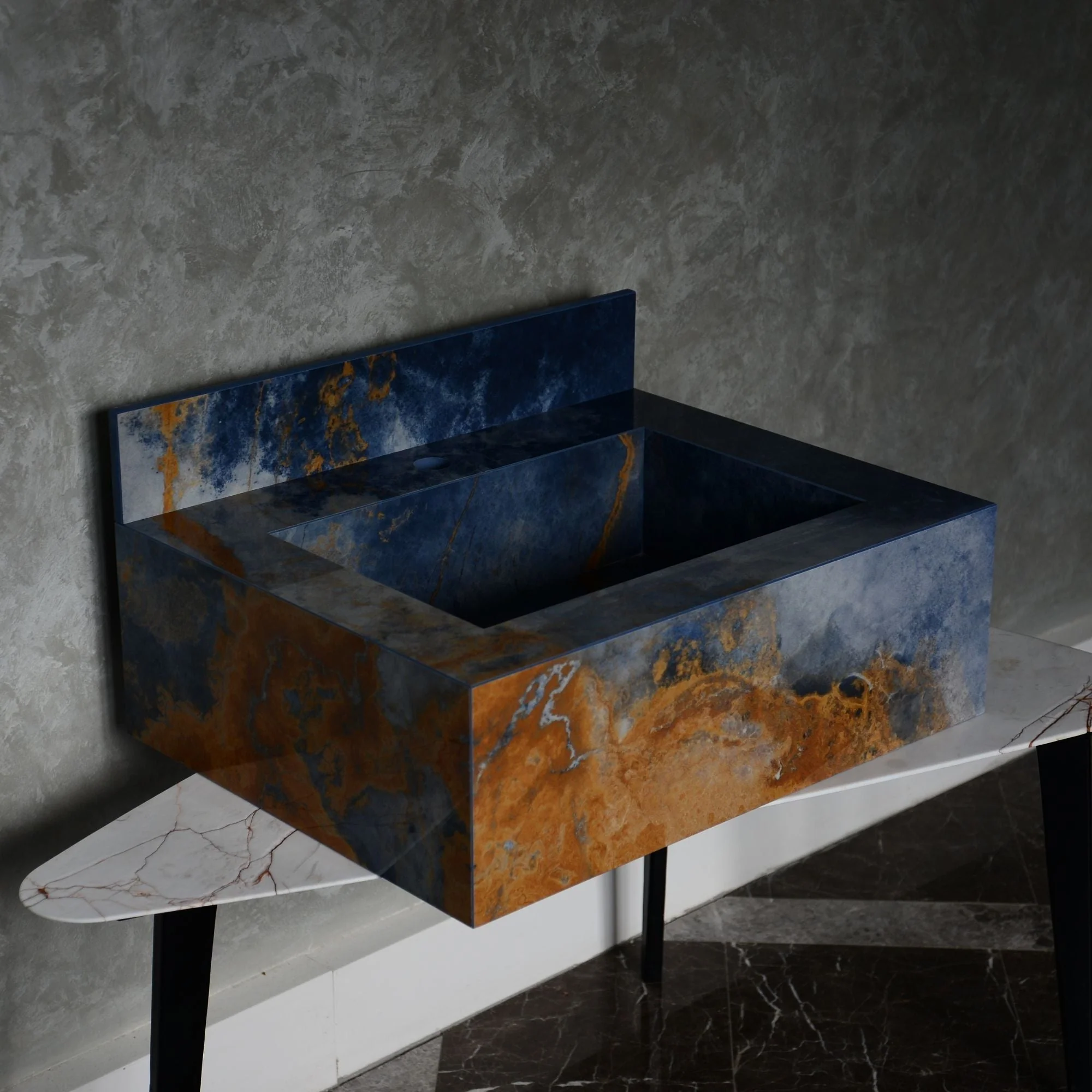 HANDCRAFTED OCEAN BLUE HIGH ENGINEERED STONE SINK (ES-034) - Image 8