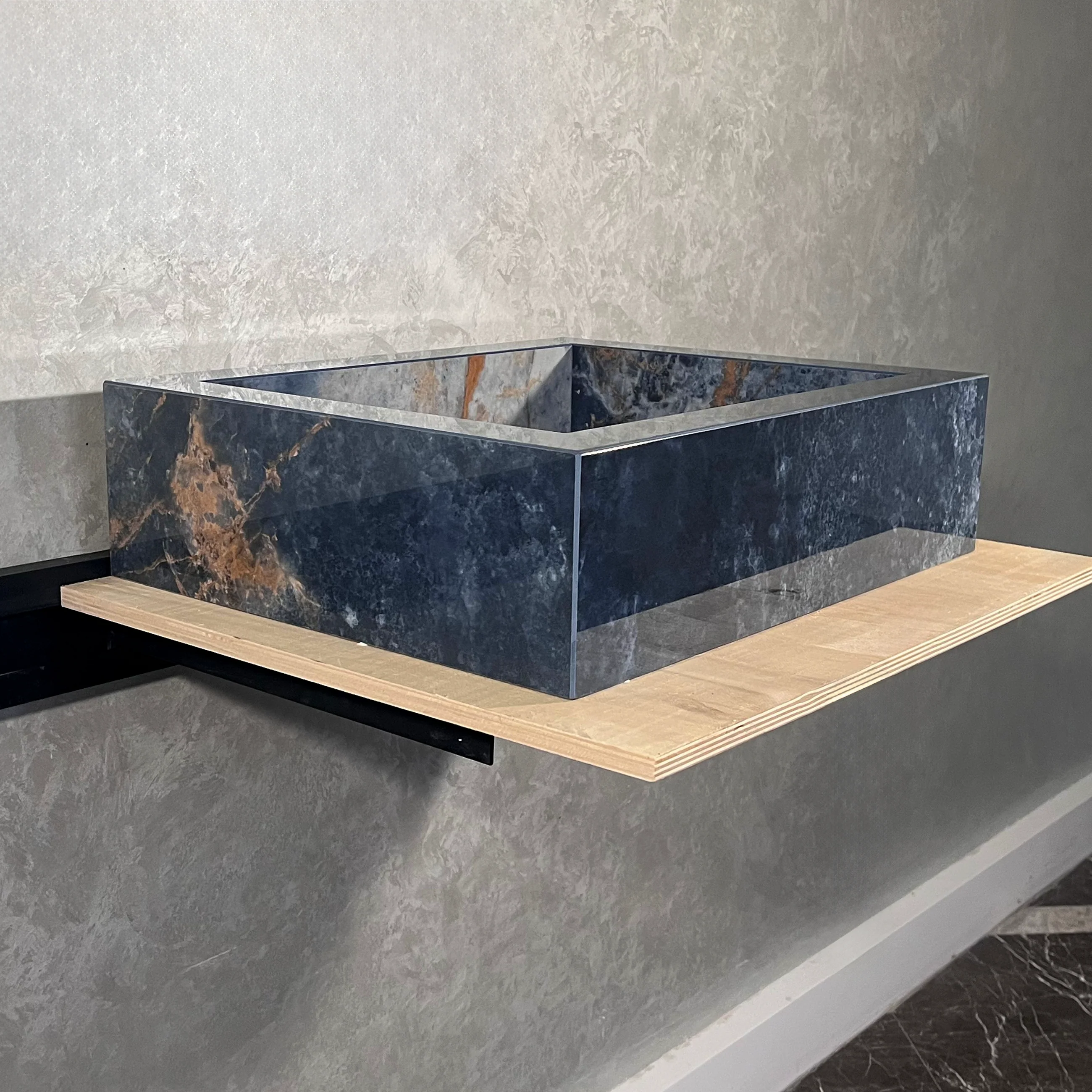 HANDCRAFTED OCEAN BLUE HIGH ENGINEERED STONE SINK (ES-032) - Image 5