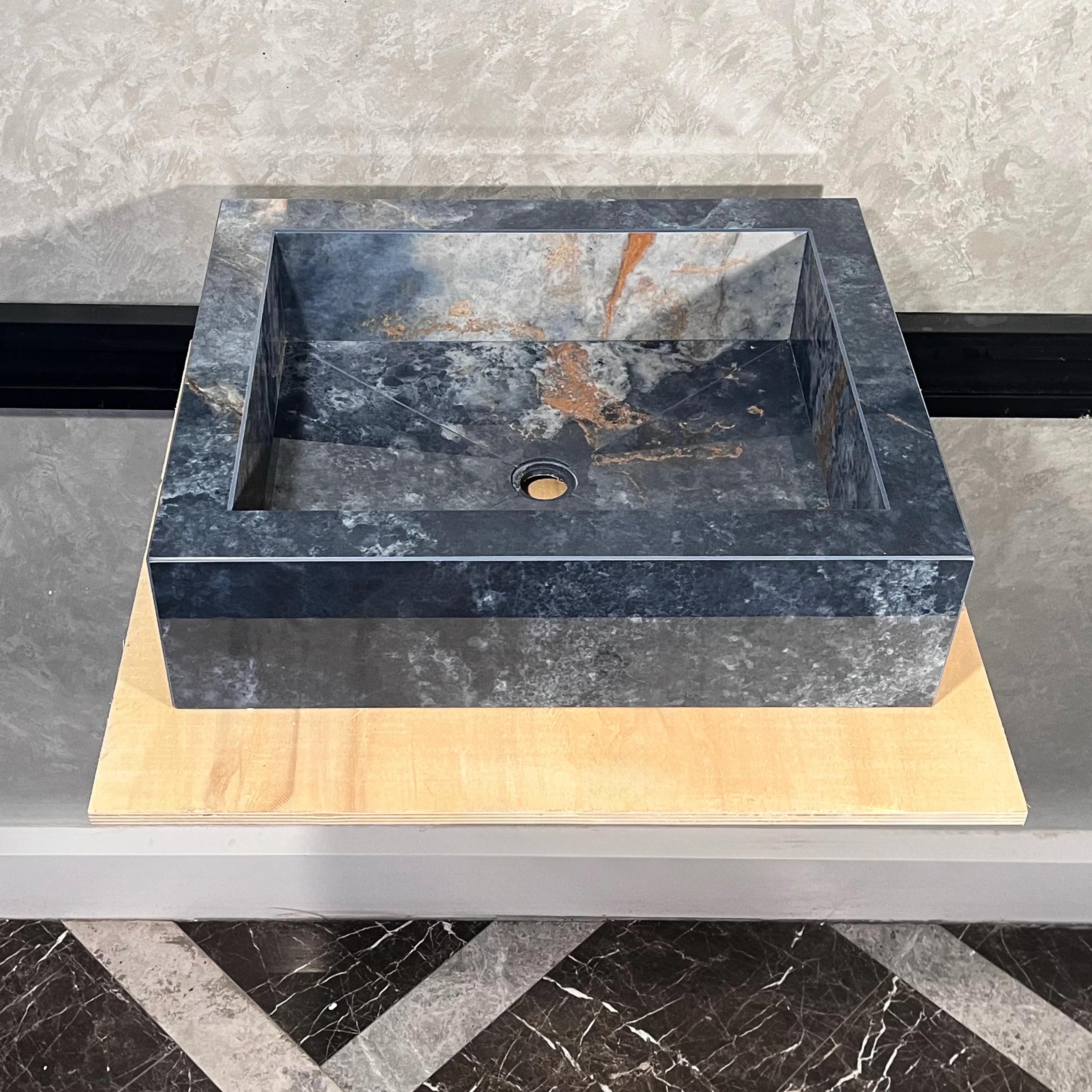 HANDCRAFTED OCEAN BLUE HIGH ENGINEERED STONE SINK (ES-032) - Image 6