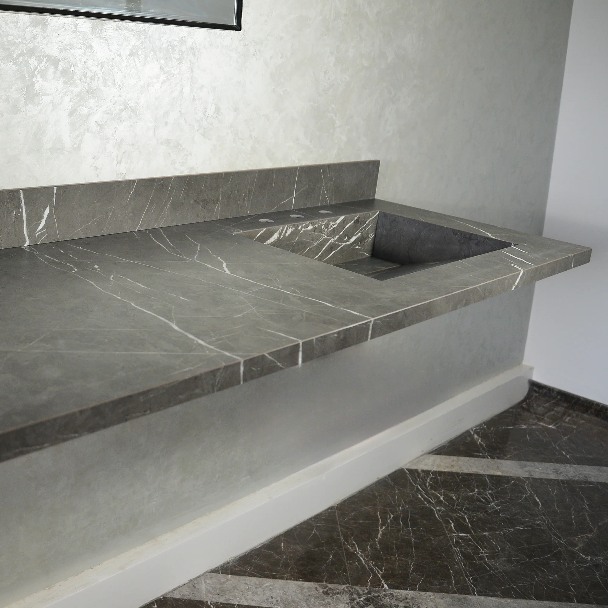 HANDCRAFTED PIETRA GREY HIGH ENGINEERED PORCELAIN DOUBLE SINK (ES-095) - Image 3