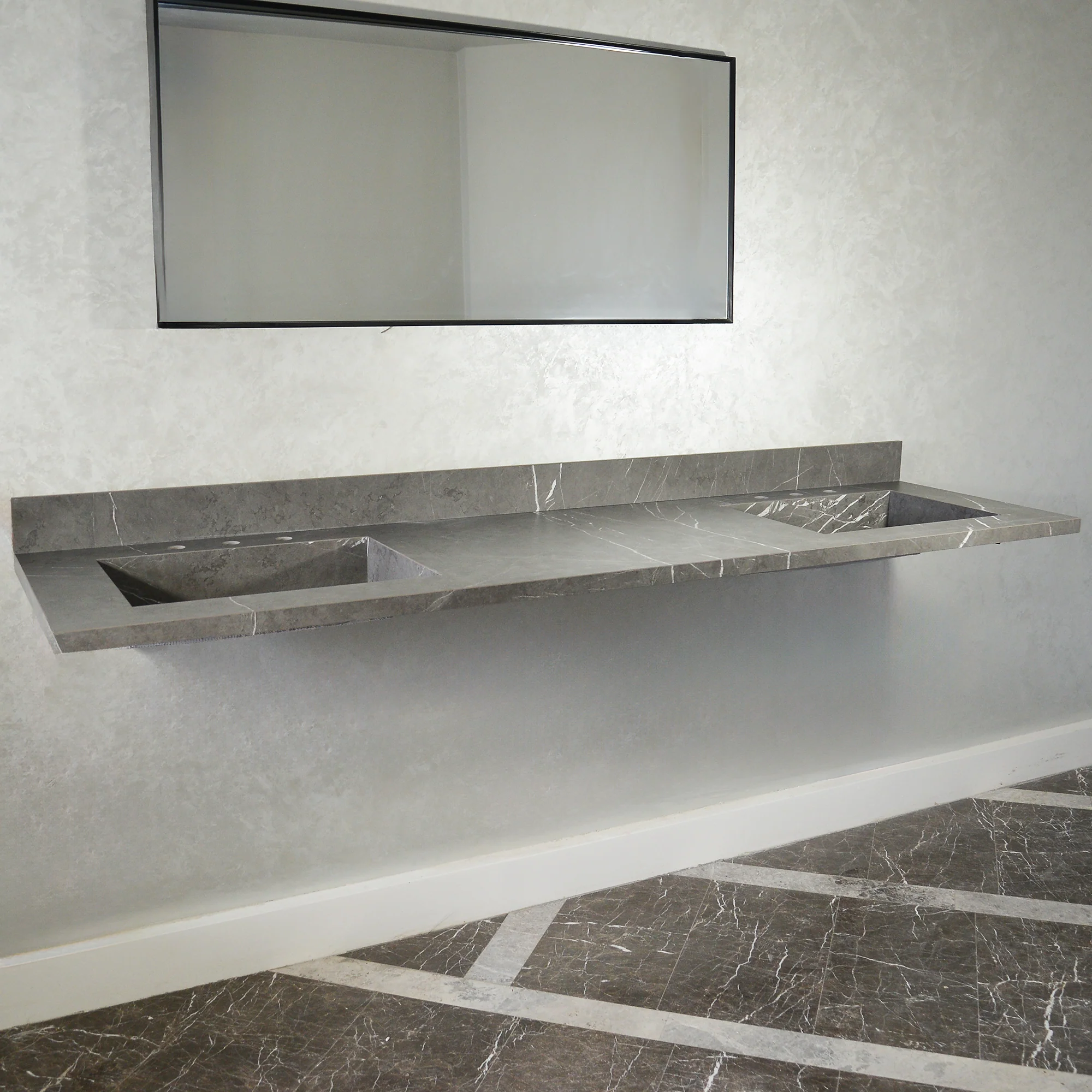 HANDCRAFTED PIETRA GREY HIGH ENGINEERED PORCELAIN DOUBLE SINK (ES-095) - Image 4