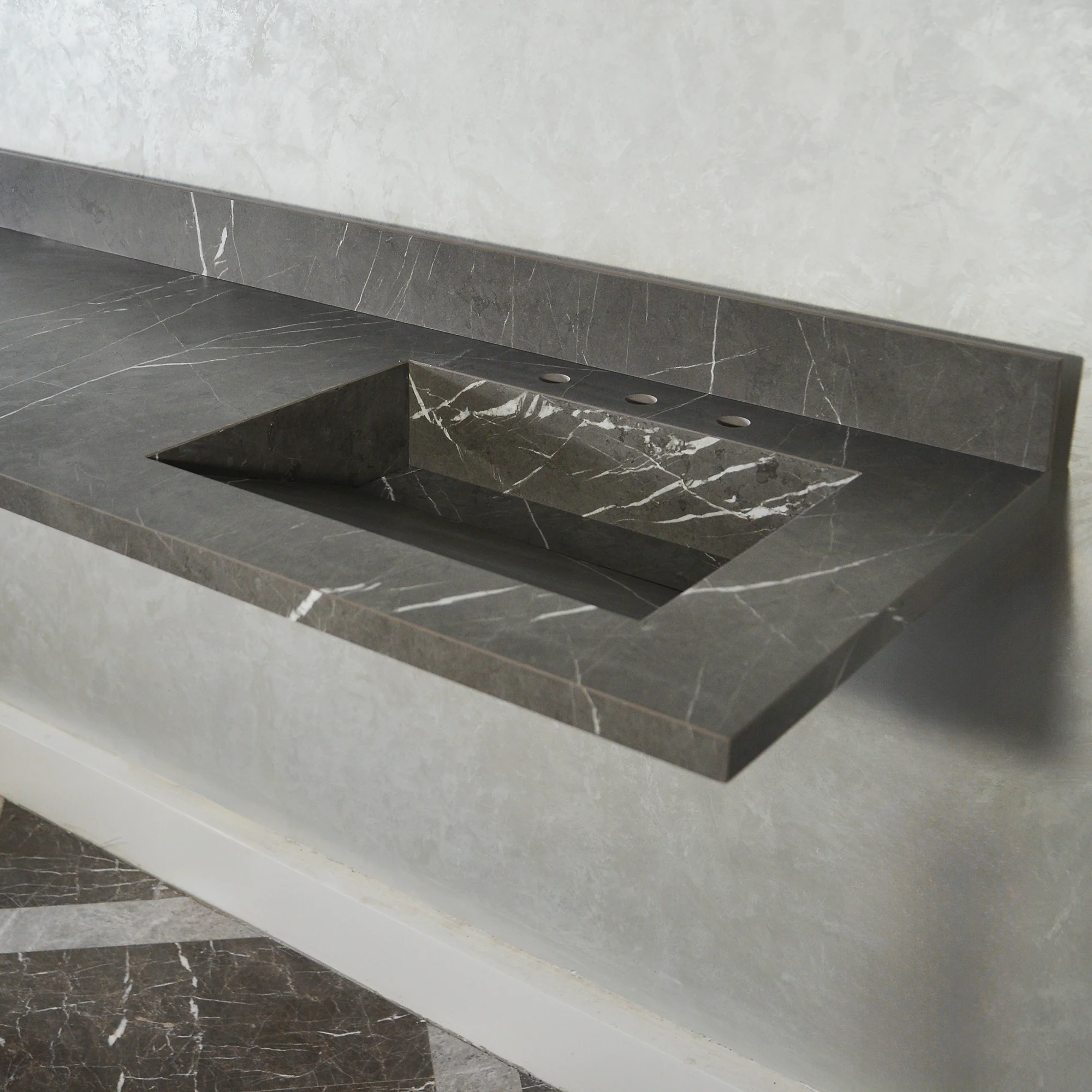 HANDCRAFTED PIETRA GREY HIGH ENGINEERED PORCELAIN DOUBLE SINK (ES-095) - Image 5