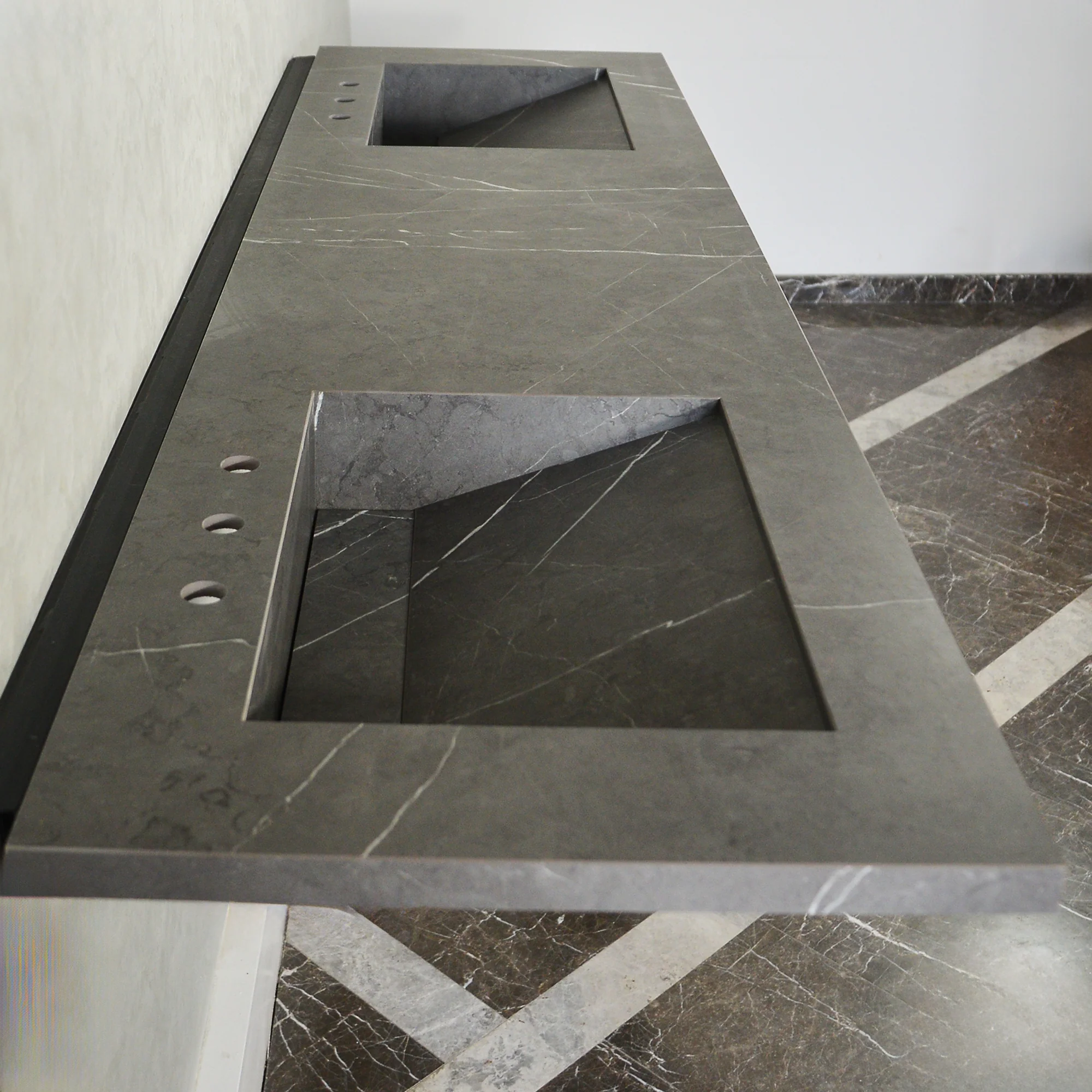 HANDCRAFTED PIETRA GREY HIGH ENGINEERED PORCELAIN DOUBLE SINK (ES-095) - Image 6