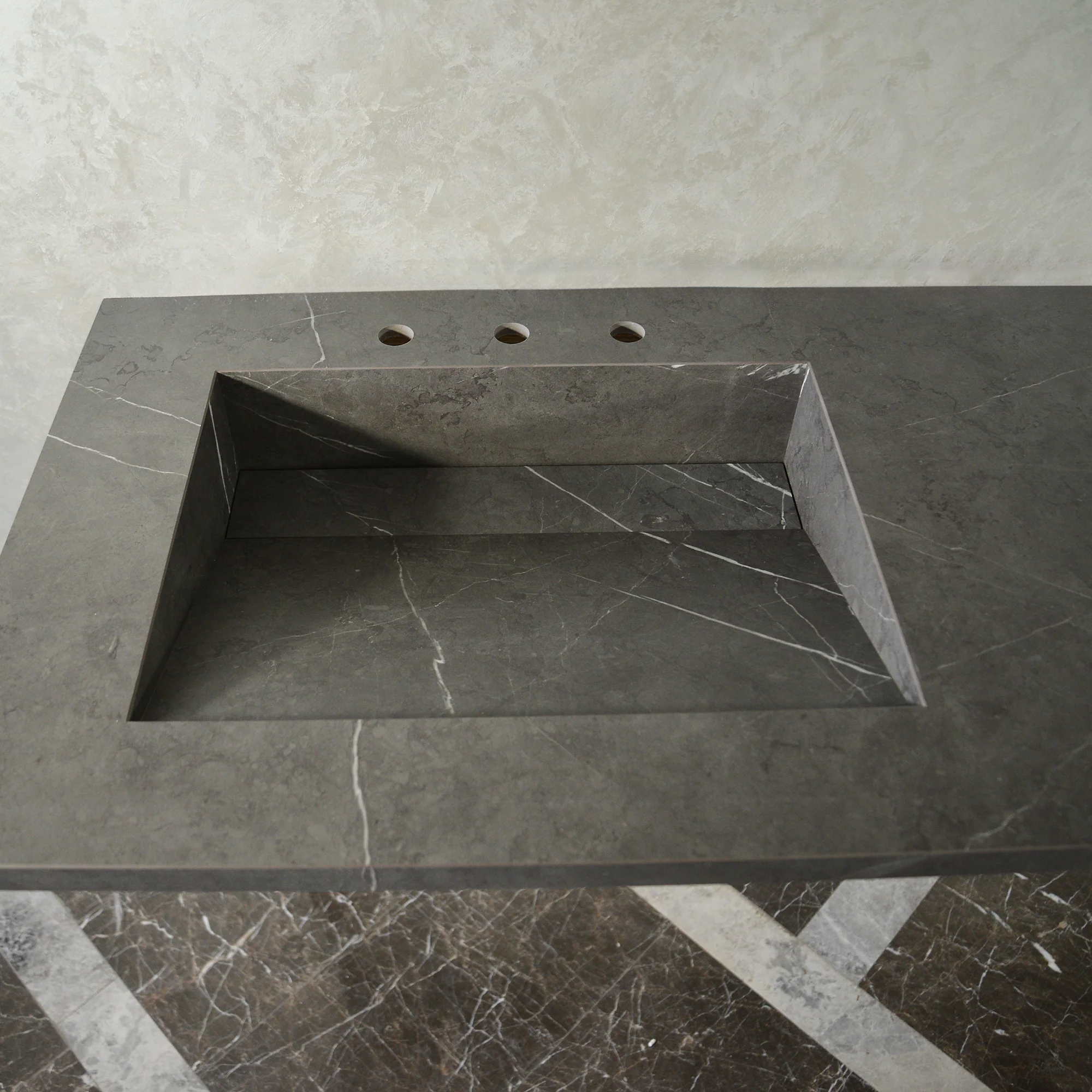 HANDCRAFTED PIETRA GREY HIGH ENGINEERED PORCELAIN DOUBLE SINK (ES-095) - Image 9