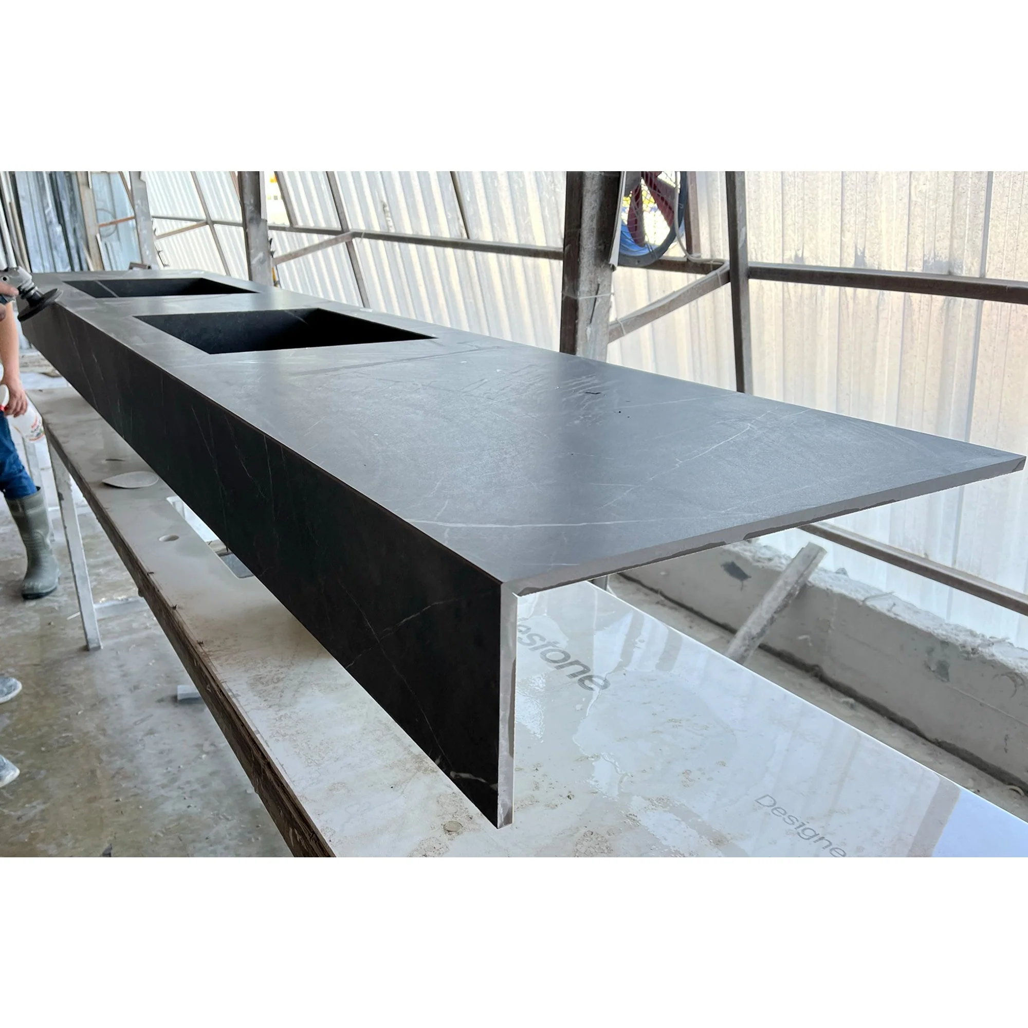 HANDCRAFTED PIETRA GREY HIGH ENGINEERED PORCELAIN DOUBLE SINK (ES-171) - Image 13