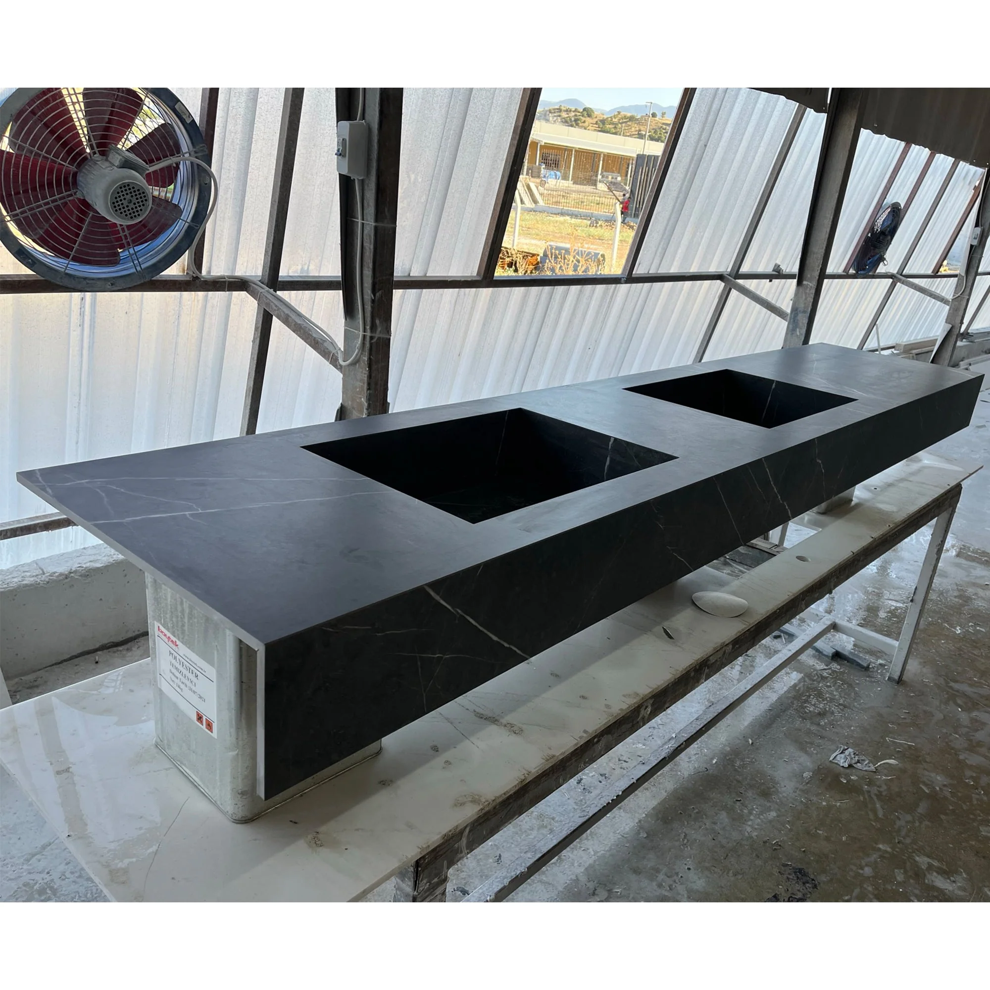 HANDCRAFTED PIETRA GREY HIGH ENGINEERED PORCELAIN DOUBLE SINK (ES-171) - Image 4