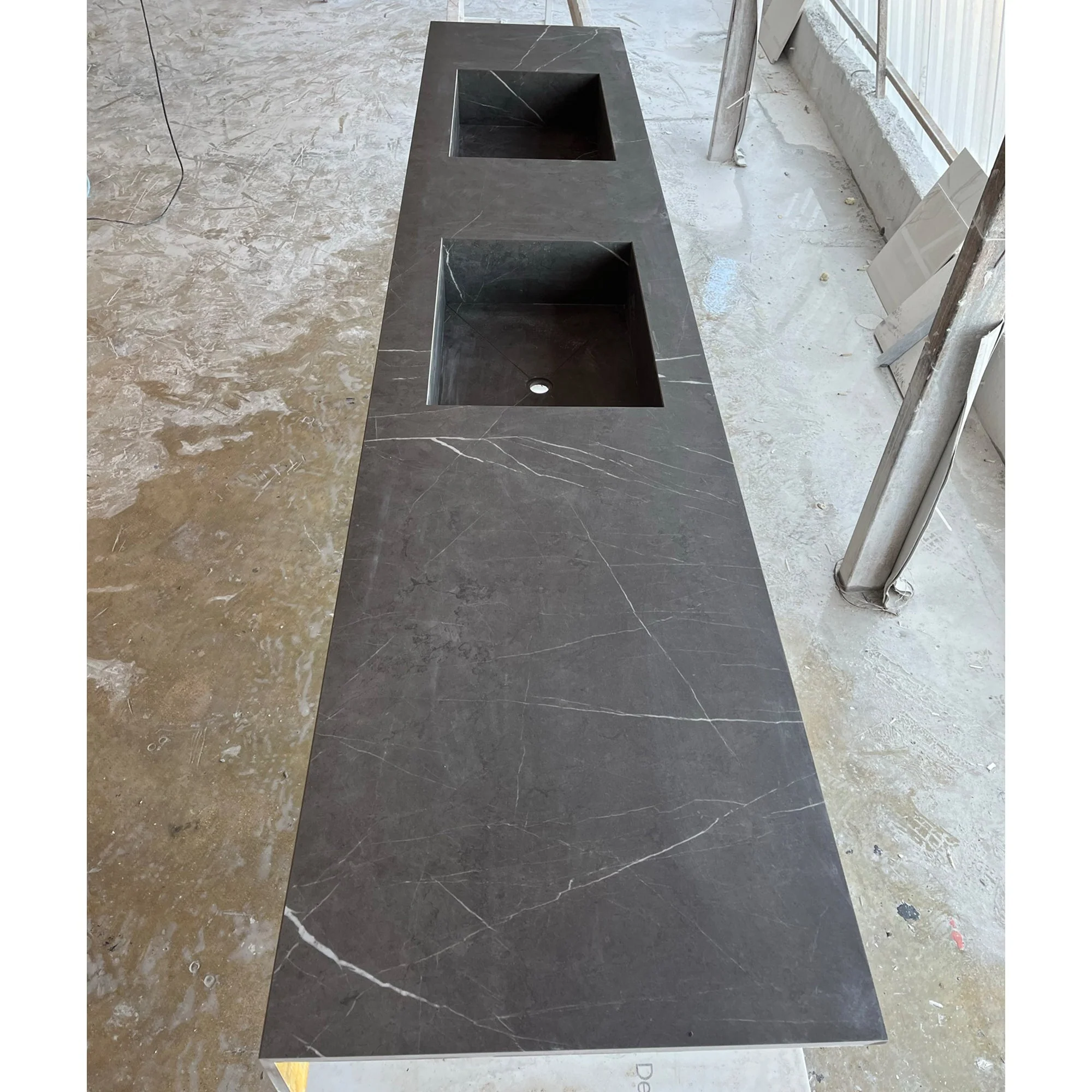 HANDCRAFTED PIETRA GREY HIGH ENGINEERED PORCELAIN DOUBLE SINK (ES-171) - Image 6