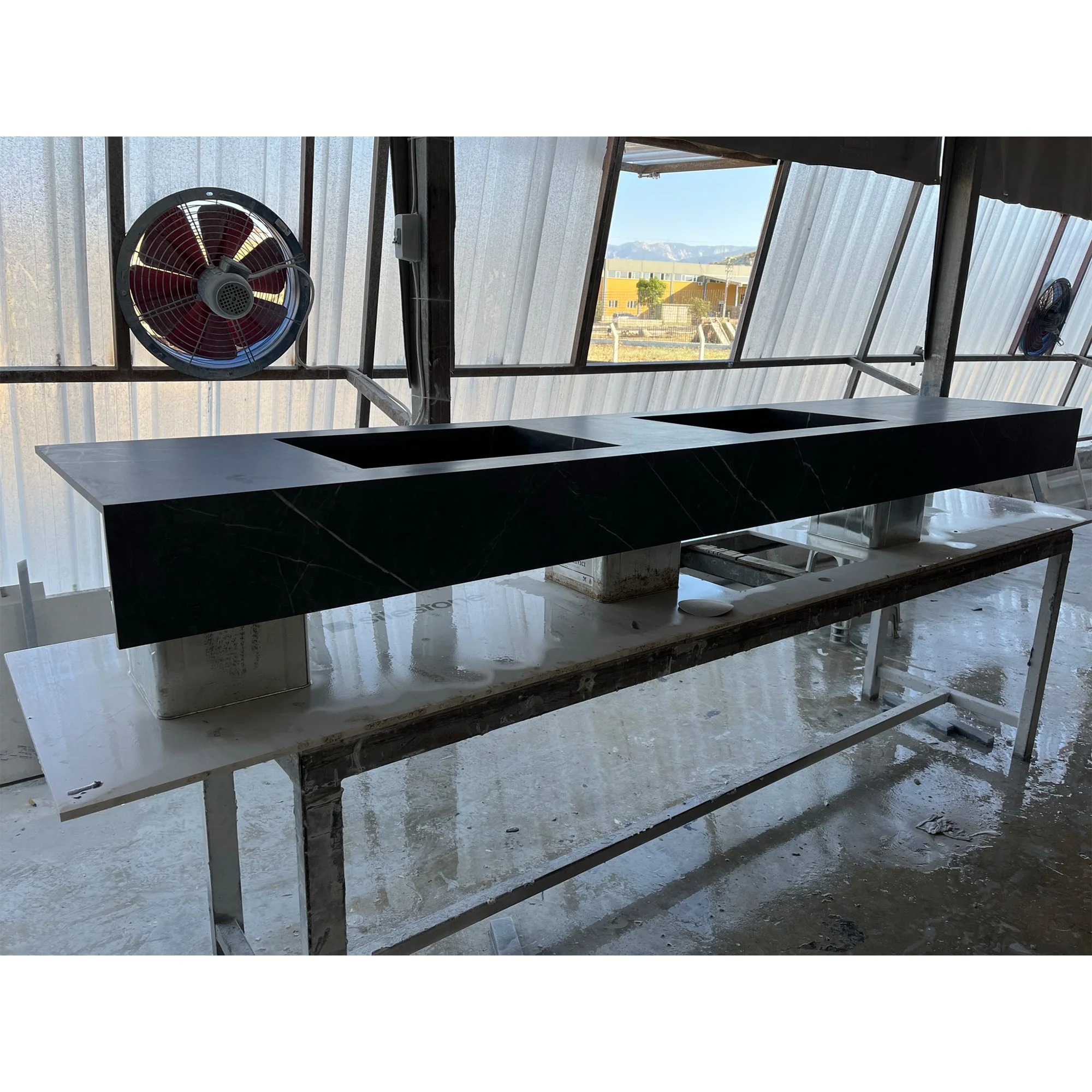 HANDCRAFTED PIETRA GREY HIGH ENGINEERED PORCELAIN DOUBLE SINK (ES-171) - Image 7