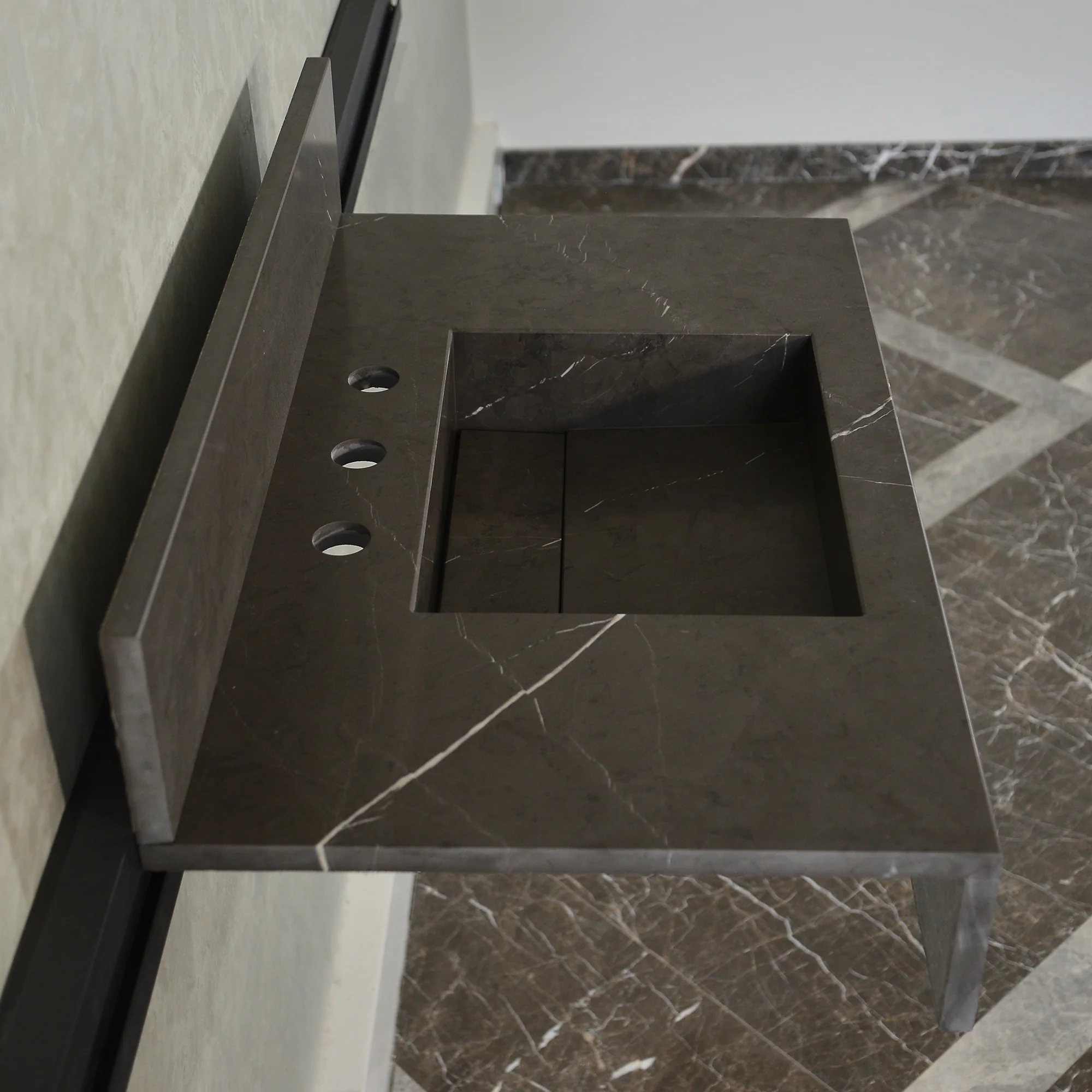 HANDCRAFTED PIETRA GREY MARBLE SINK (NS-054) - Image 10