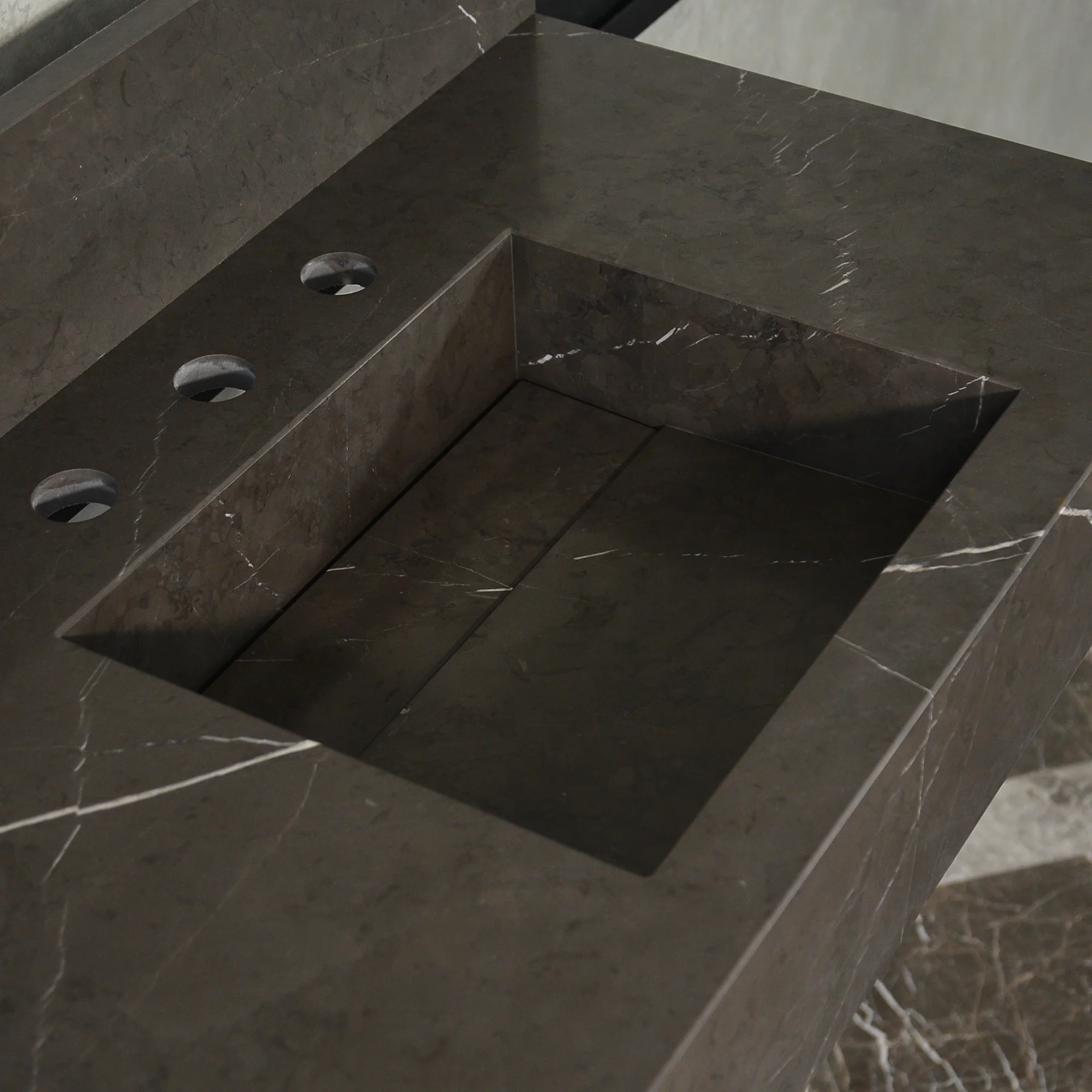 HANDCRAFTED PIETRA GREY MARBLE SINK (NS-054) - Image 4