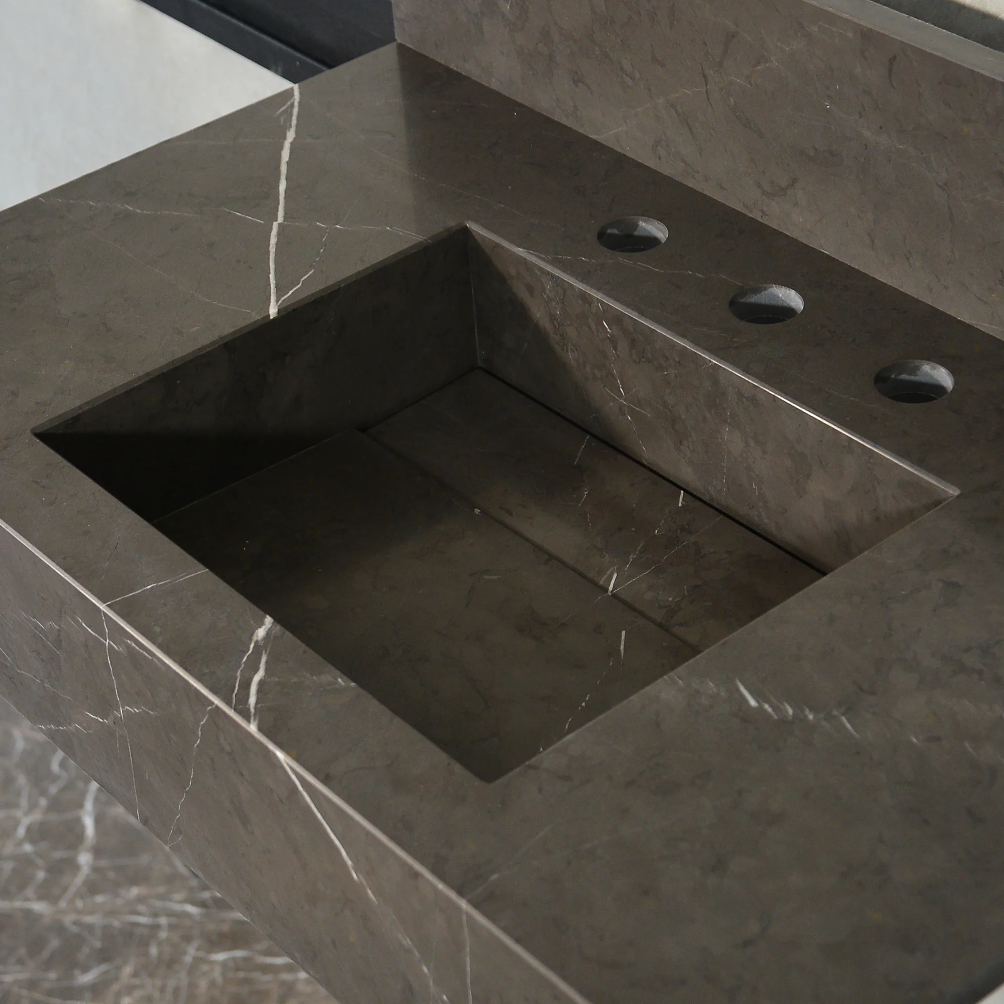 HANDCRAFTED PIETRA GREY MARBLE SINK (NS-054) - Image 7