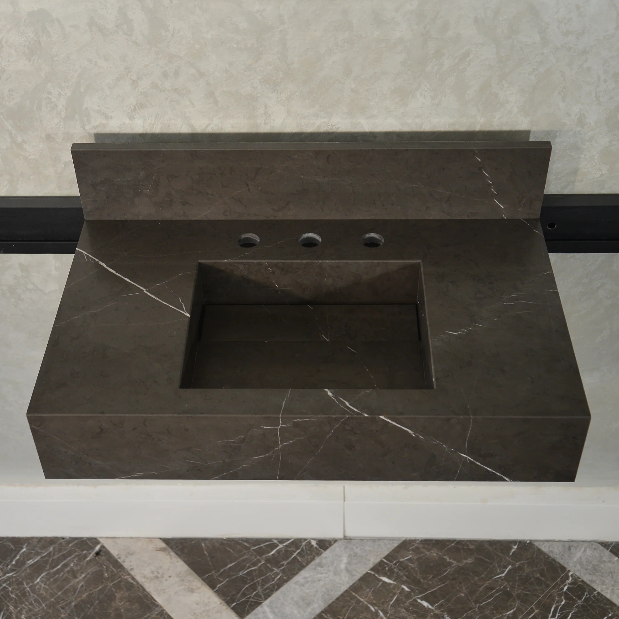 HANDCRAFTED PIETRA GREY MARBLE SINK (NS-054) - Image 8
