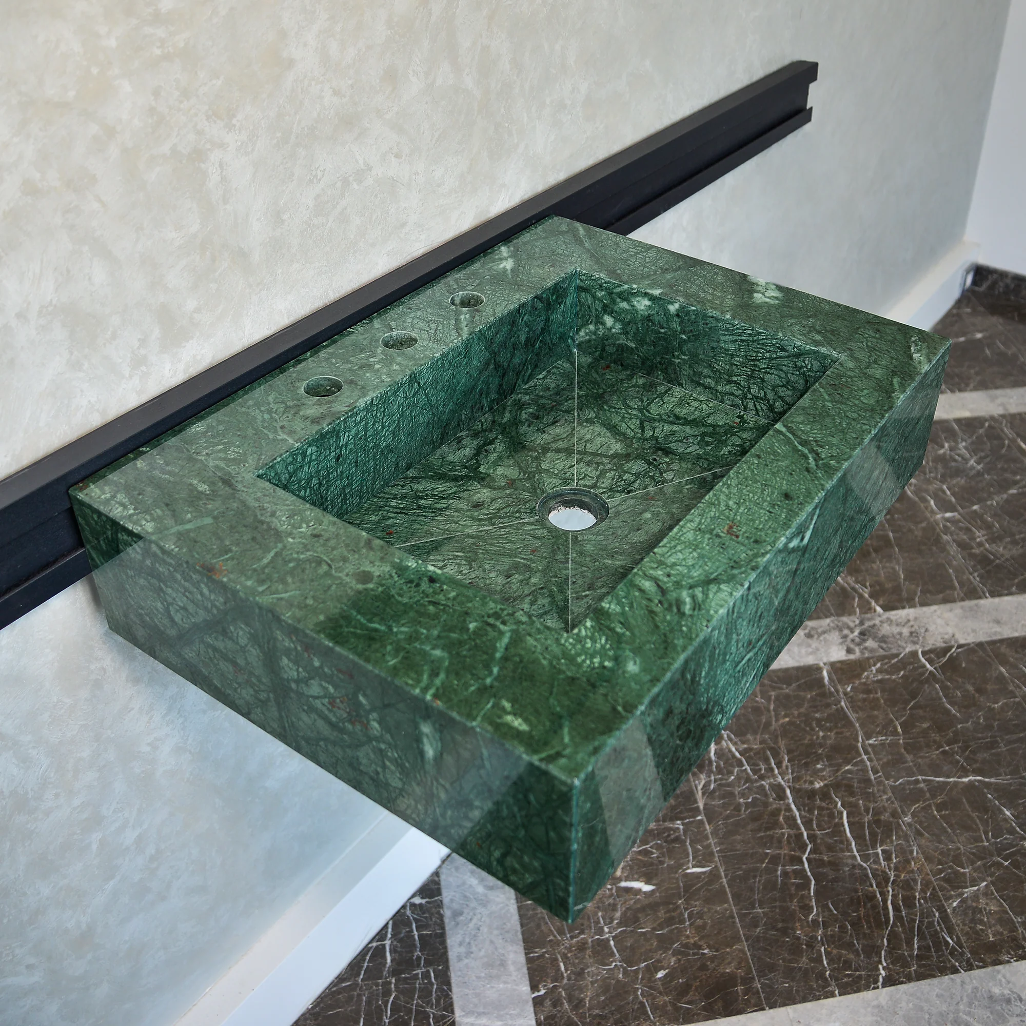 HANDCRAFTED VERDE GUATEMALA CUSTOM MARBLE SINK (NS-079) - Image 10