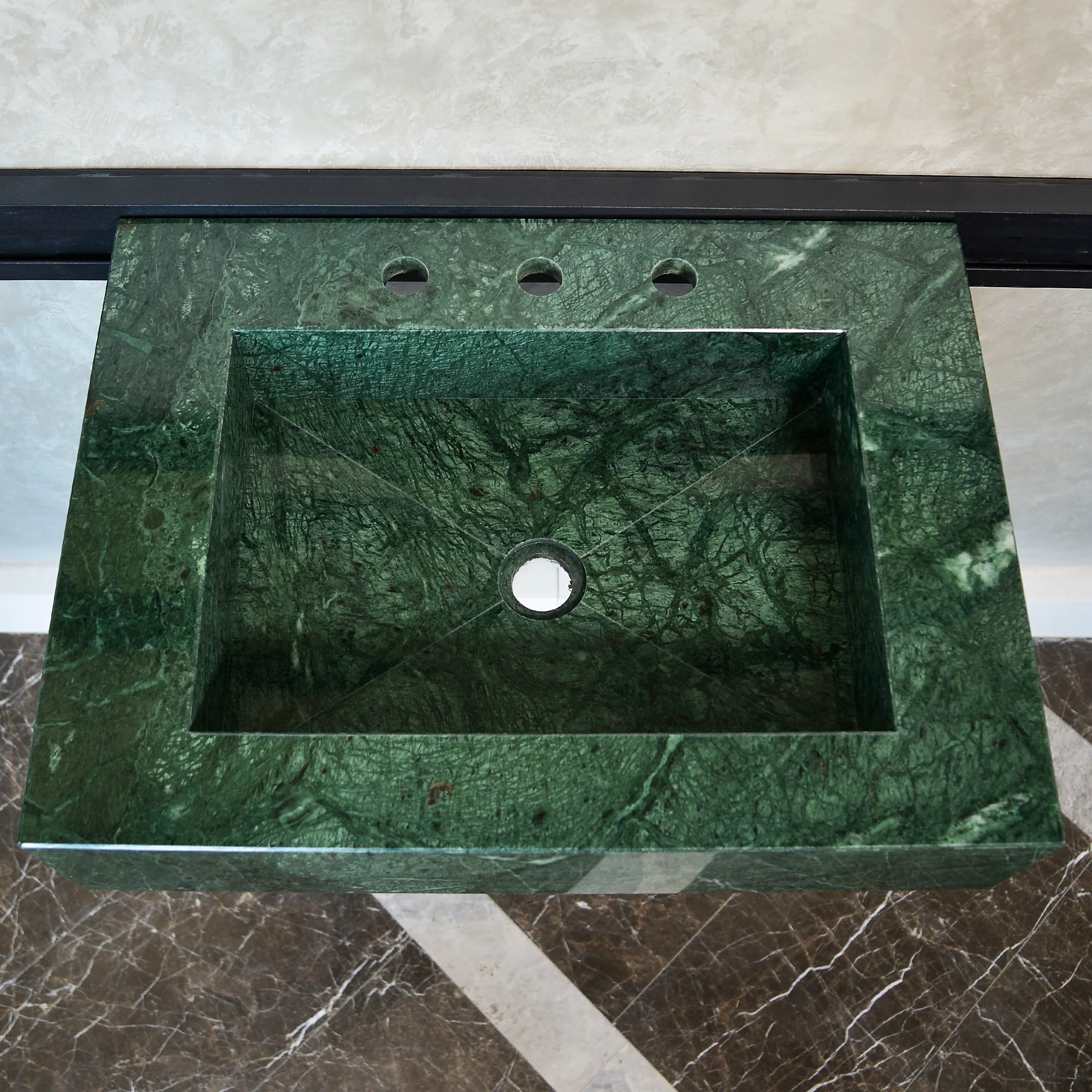 HANDCRAFTED VERDE GUATEMALA CUSTOM MARBLE SINK (NS-079) - Image 12