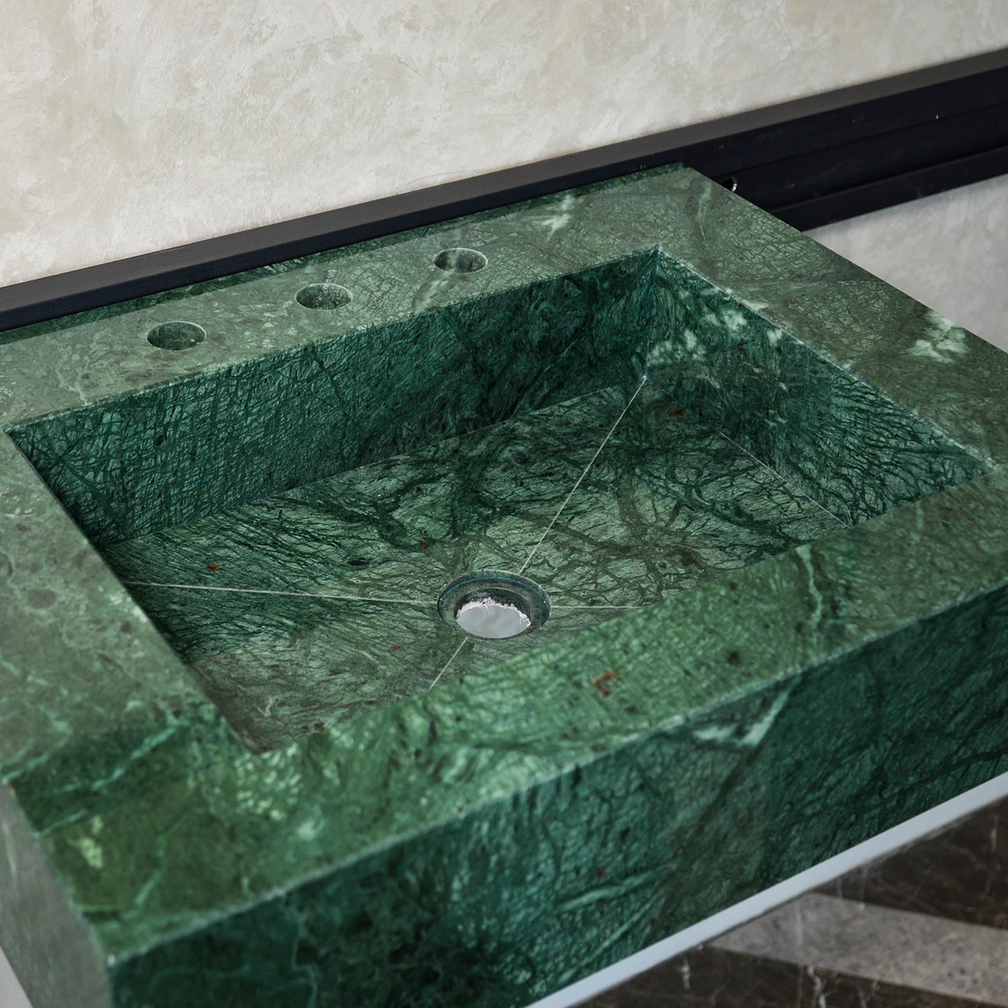 HANDCRAFTED VERDE GUATEMALA CUSTOM MARBLE SINK (NS-079) - Image 2