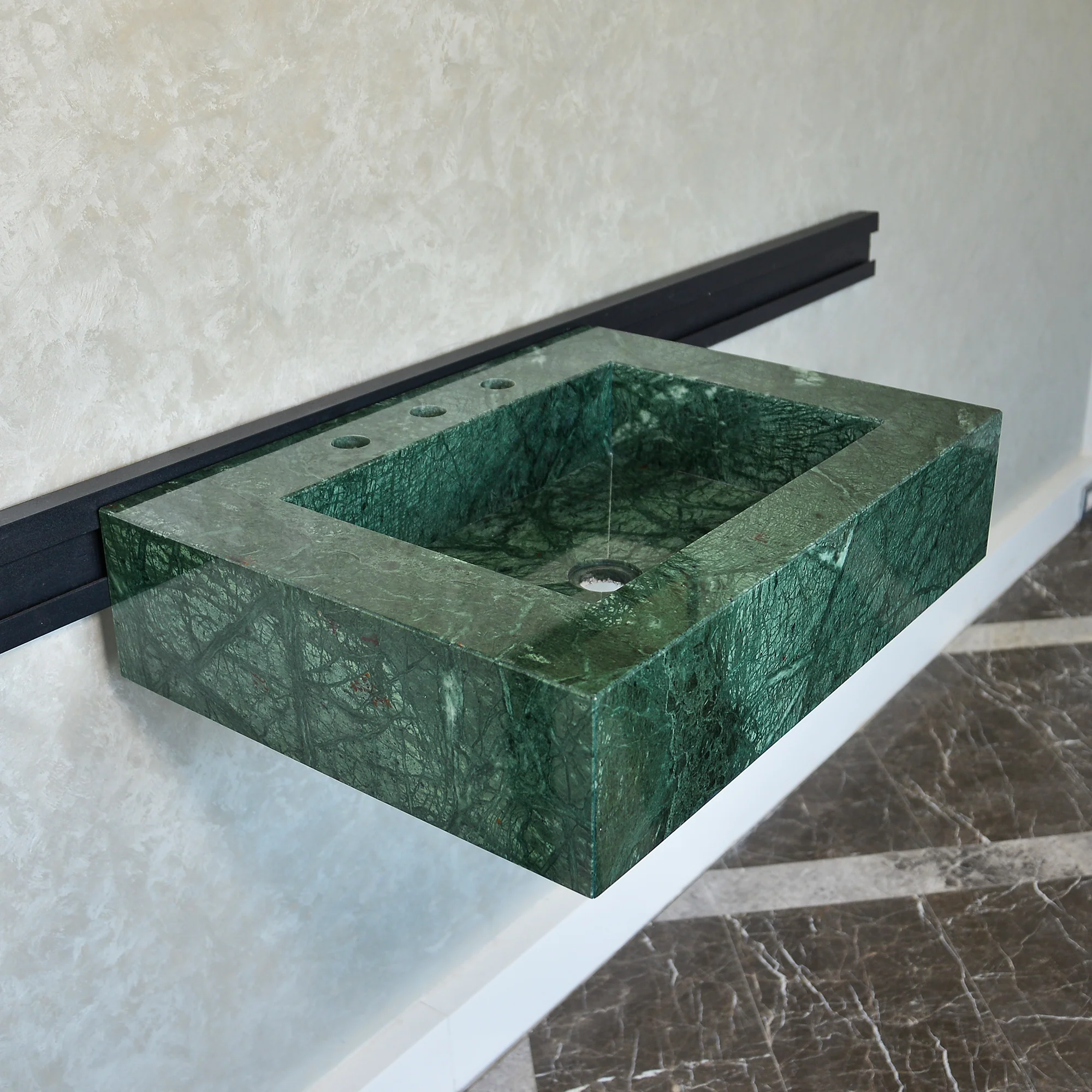 HANDCRAFTED VERDE GUATEMALA CUSTOM MARBLE SINK (NS-079) - Image 8