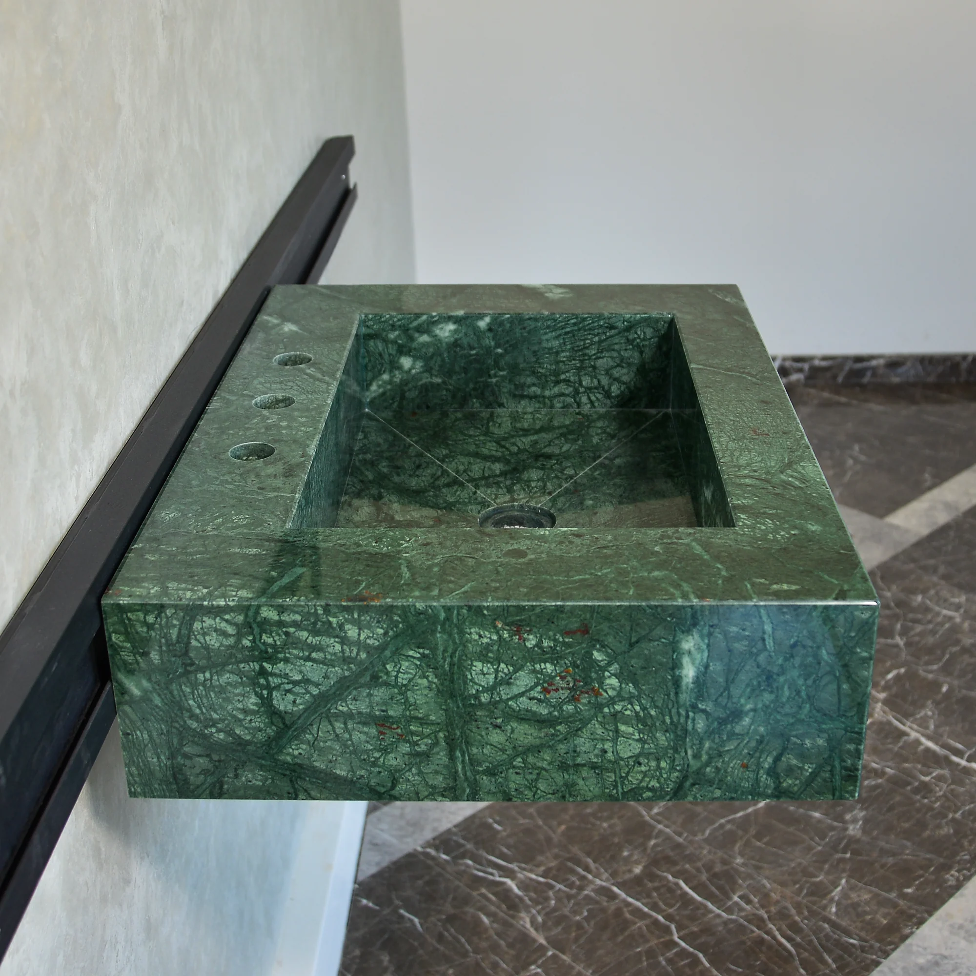 HANDCRAFTED VERDE GUATEMALA CUSTOM MARBLE SINK (NS-079) - Image 9