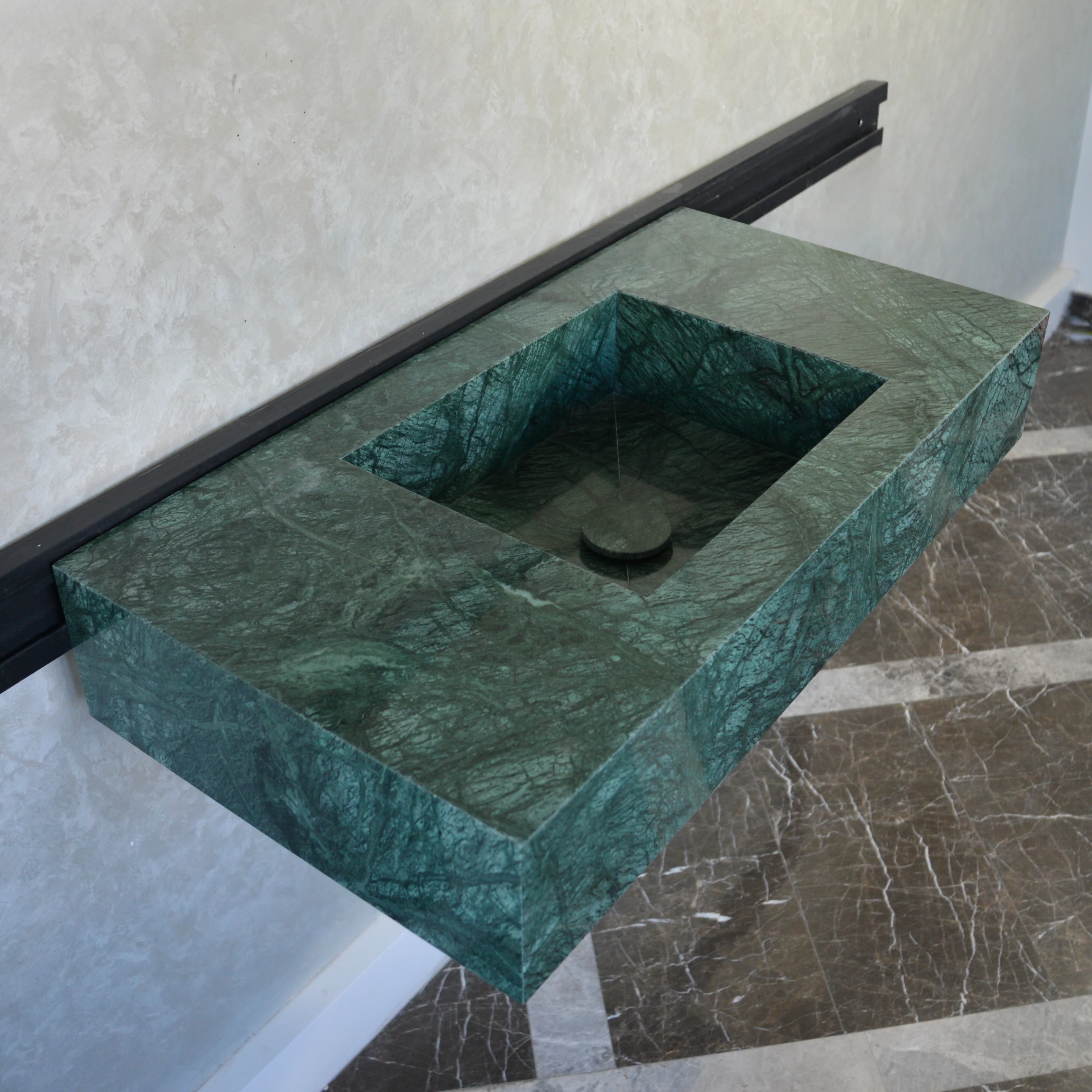 HANDCRAFTED VERDE GUATEMALA CUSTOM MARBLE SINK (NS-066) - Image 9