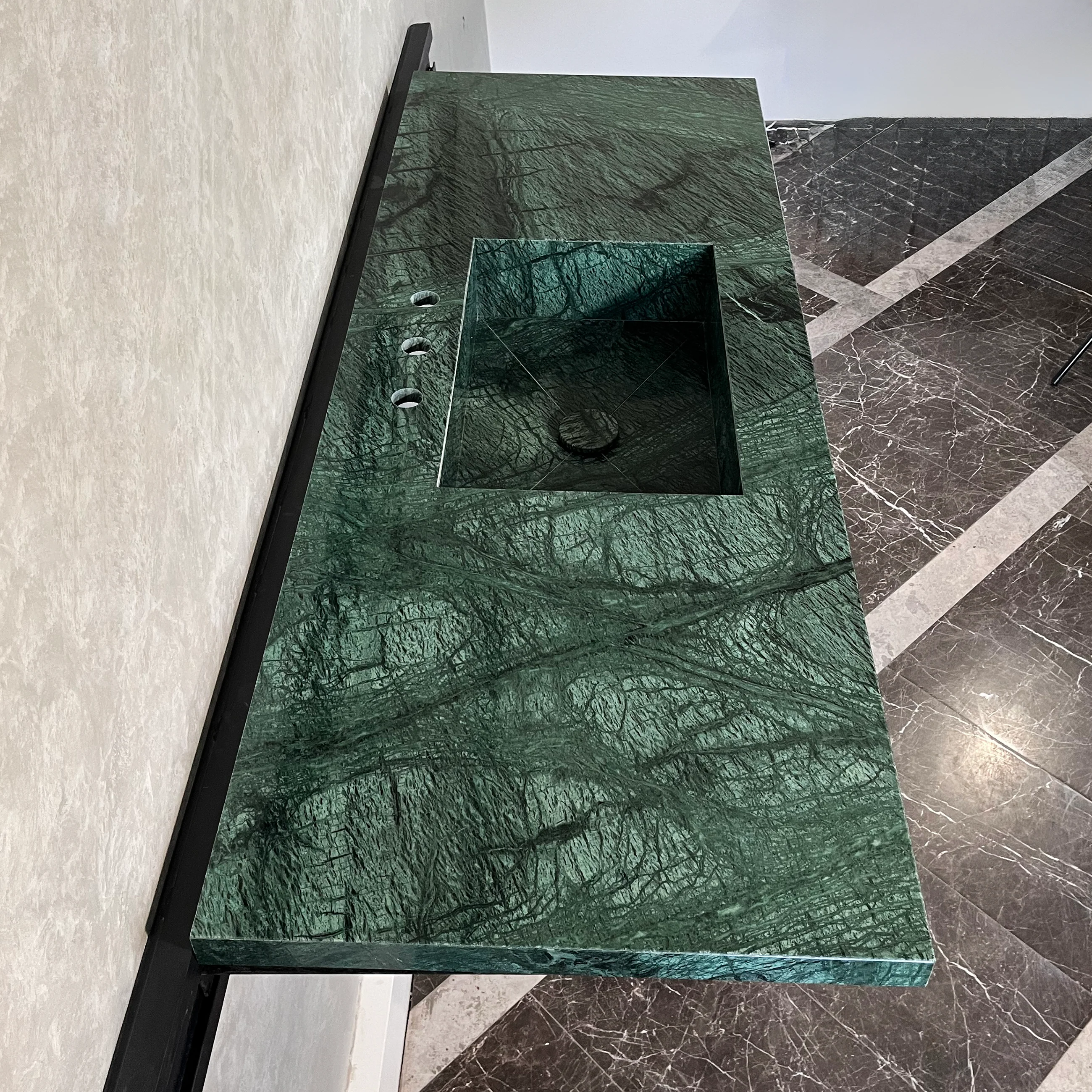 HANDCRAFTED VERDE GUATEMALA CUSTOM MARBLE SINK (NS-088) - Image 6