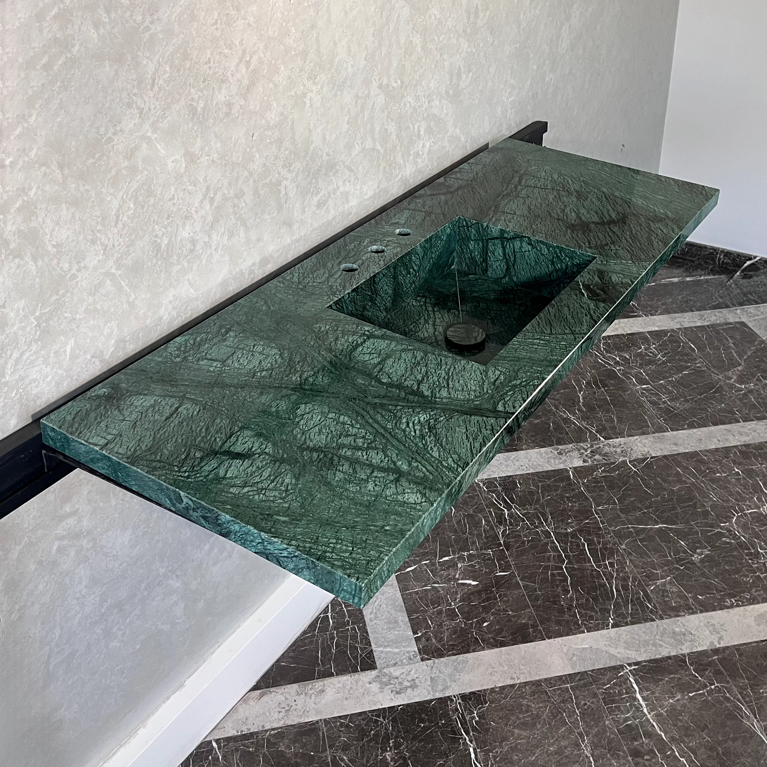 HANDCRAFTED VERDE GUATEMALA CUSTOM MARBLE SINK (NS-088) - Image 7