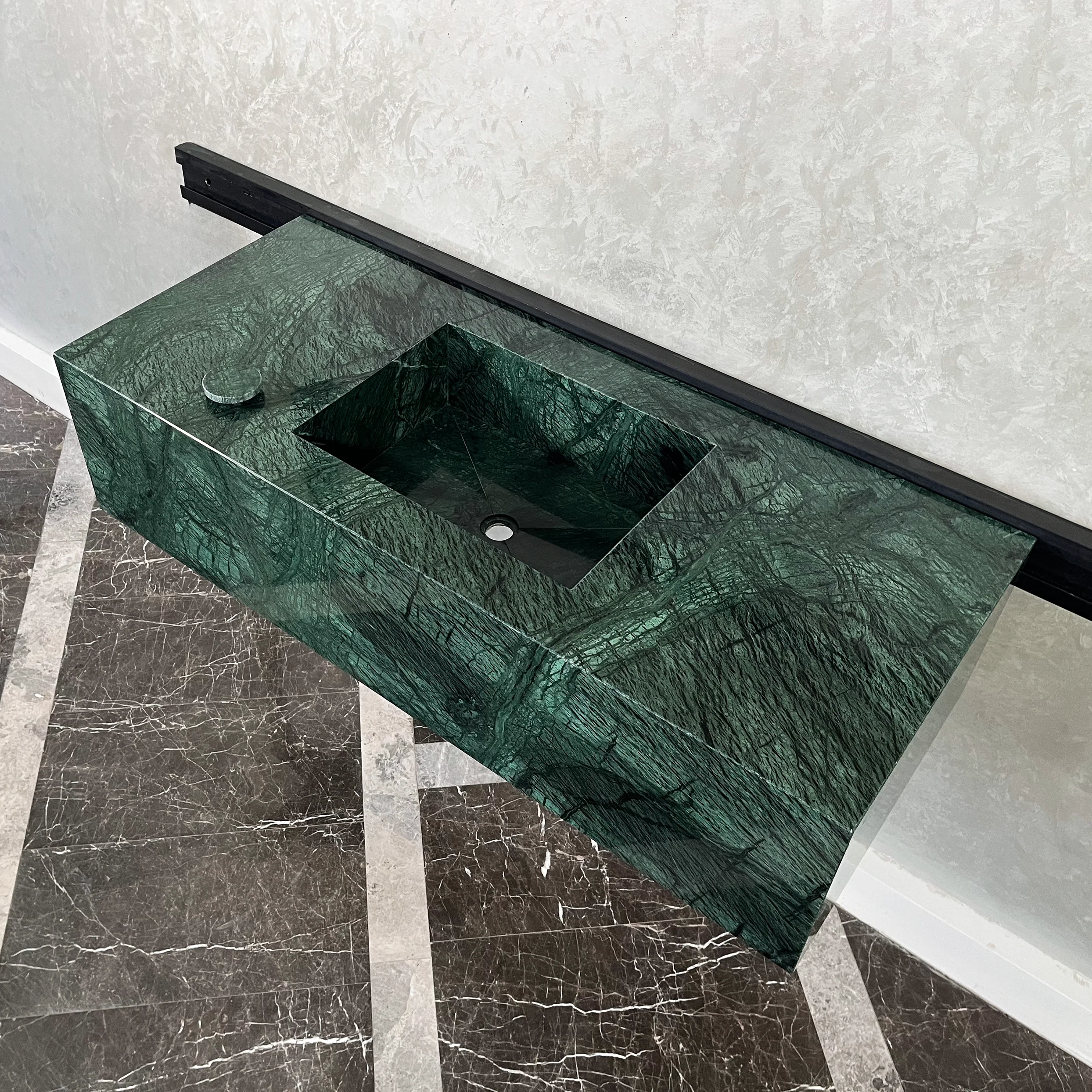 HANDCRAFTED VERDE GUATEMALA CUSTOM MARBLE SINK (NS-094) - Image 2