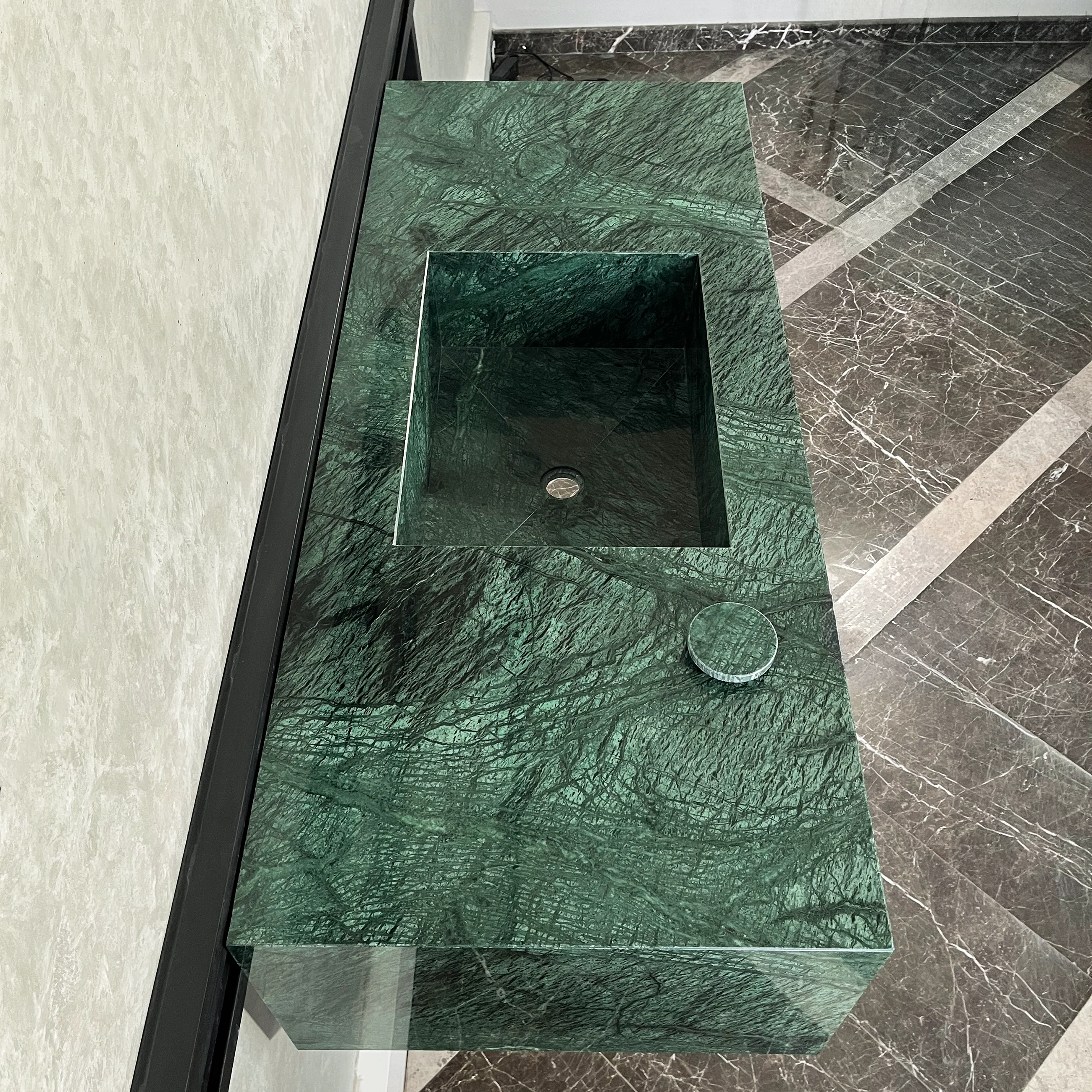 HANDCRAFTED VERDE GUATEMALA CUSTOM MARBLE SINK (NS-094) - Image 3