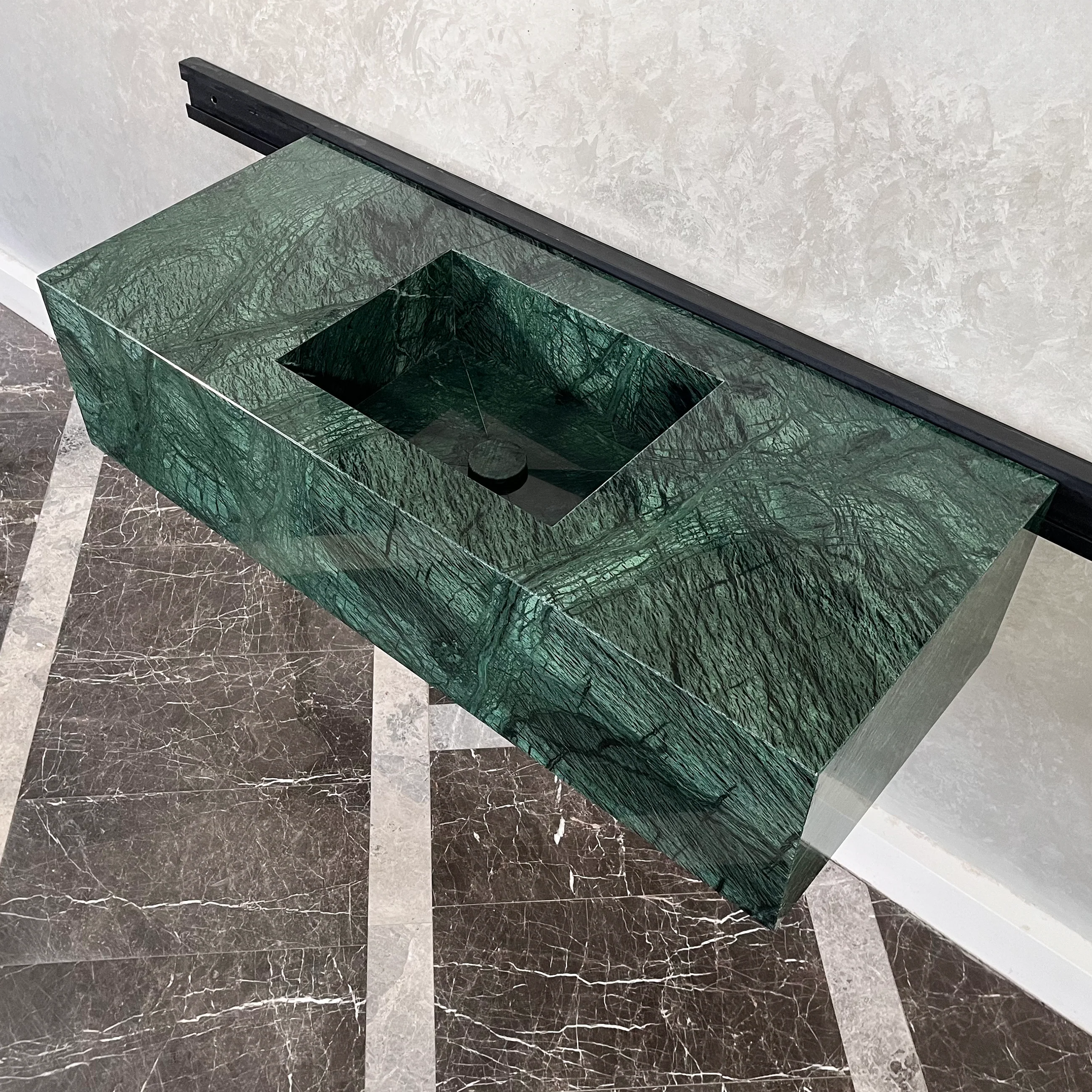 HANDCRAFTED VERDE GUATEMALA CUSTOM MARBLE SINK (NS-094) - Image 5