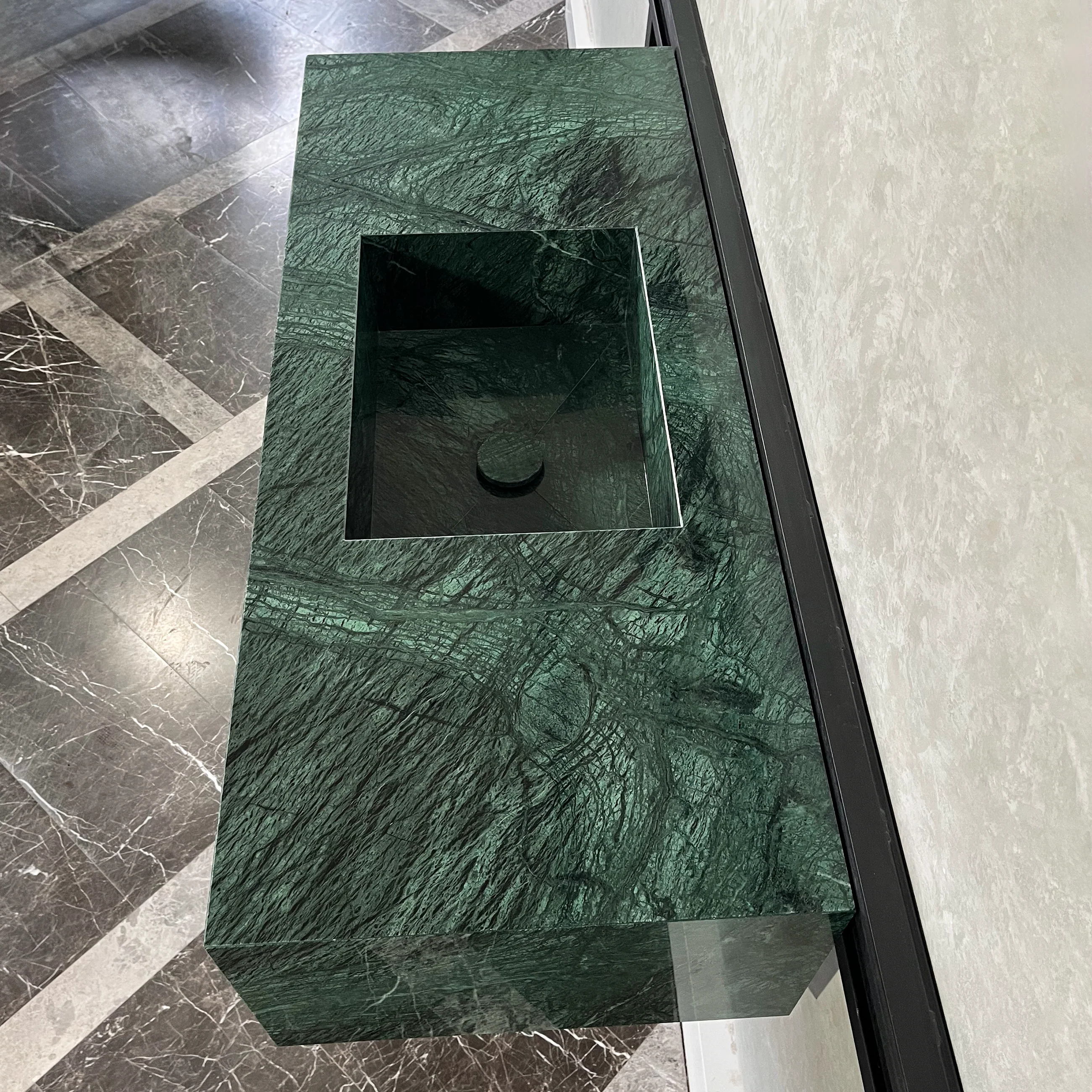 HANDCRAFTED VERDE GUATEMALA CUSTOM MARBLE SINK (NS-094) - Image 7