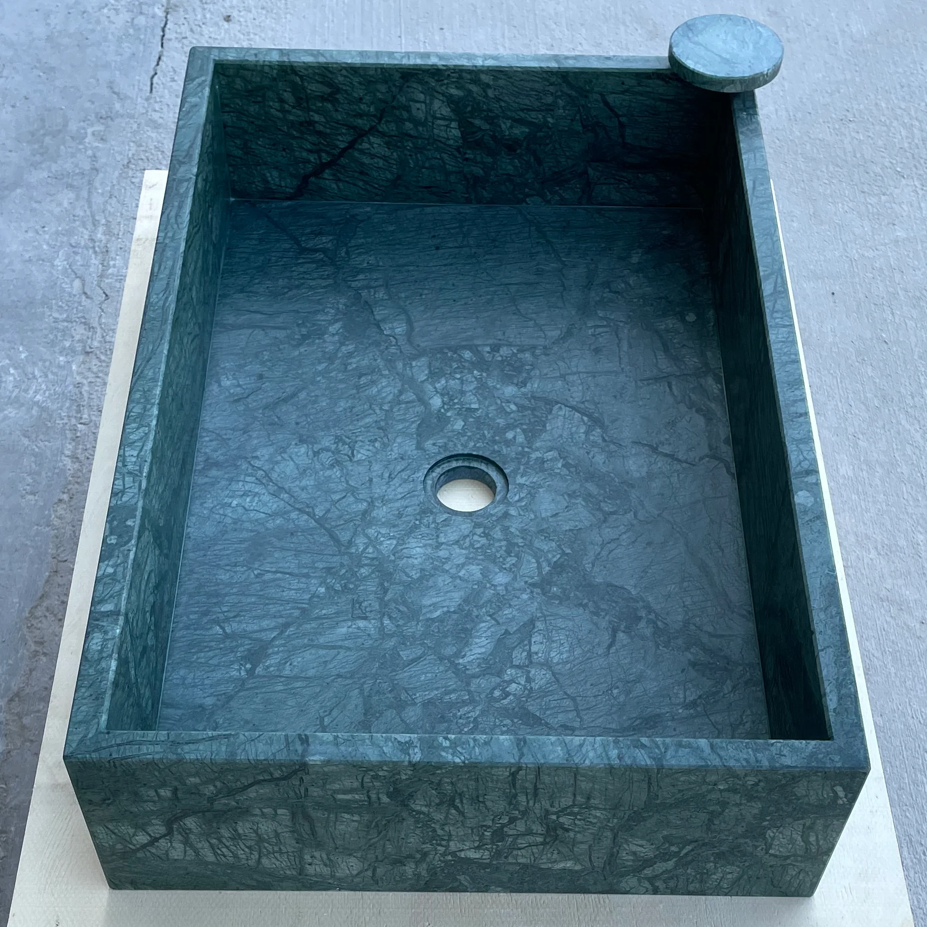 HANDCRAFTED VERDE GUATEMALA CUSTOM MARBLE SINK (NS-037) - Image 10