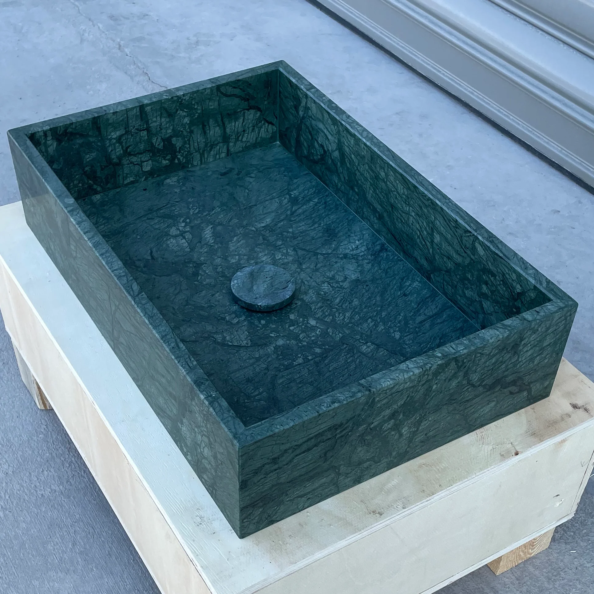 HANDCRAFTED VERDE GUATEMALA CUSTOM MARBLE SINK (NS-037) - Image 2