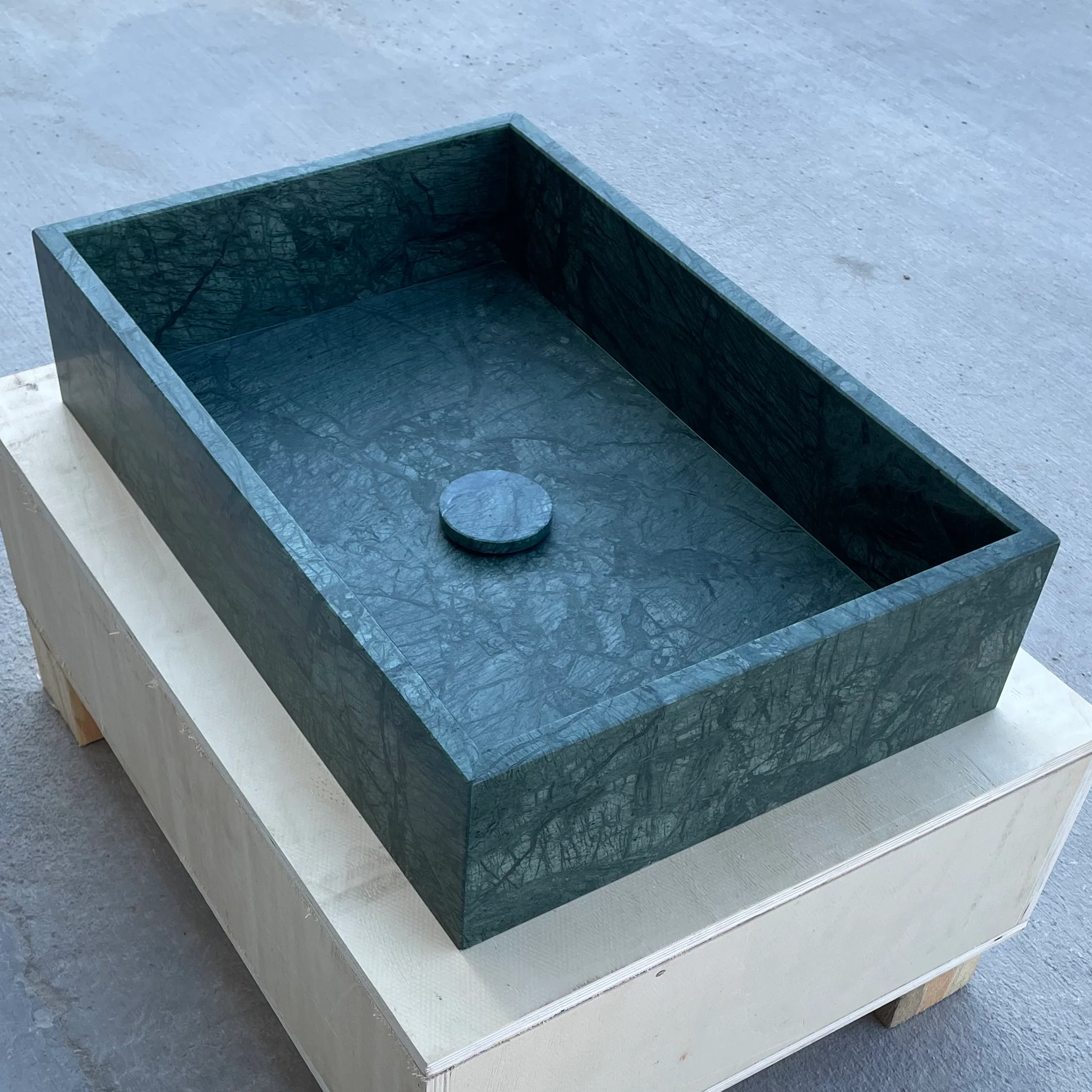 HANDCRAFTED VERDE GUATEMALA CUSTOM MARBLE SINK (NS-037) - Image 4