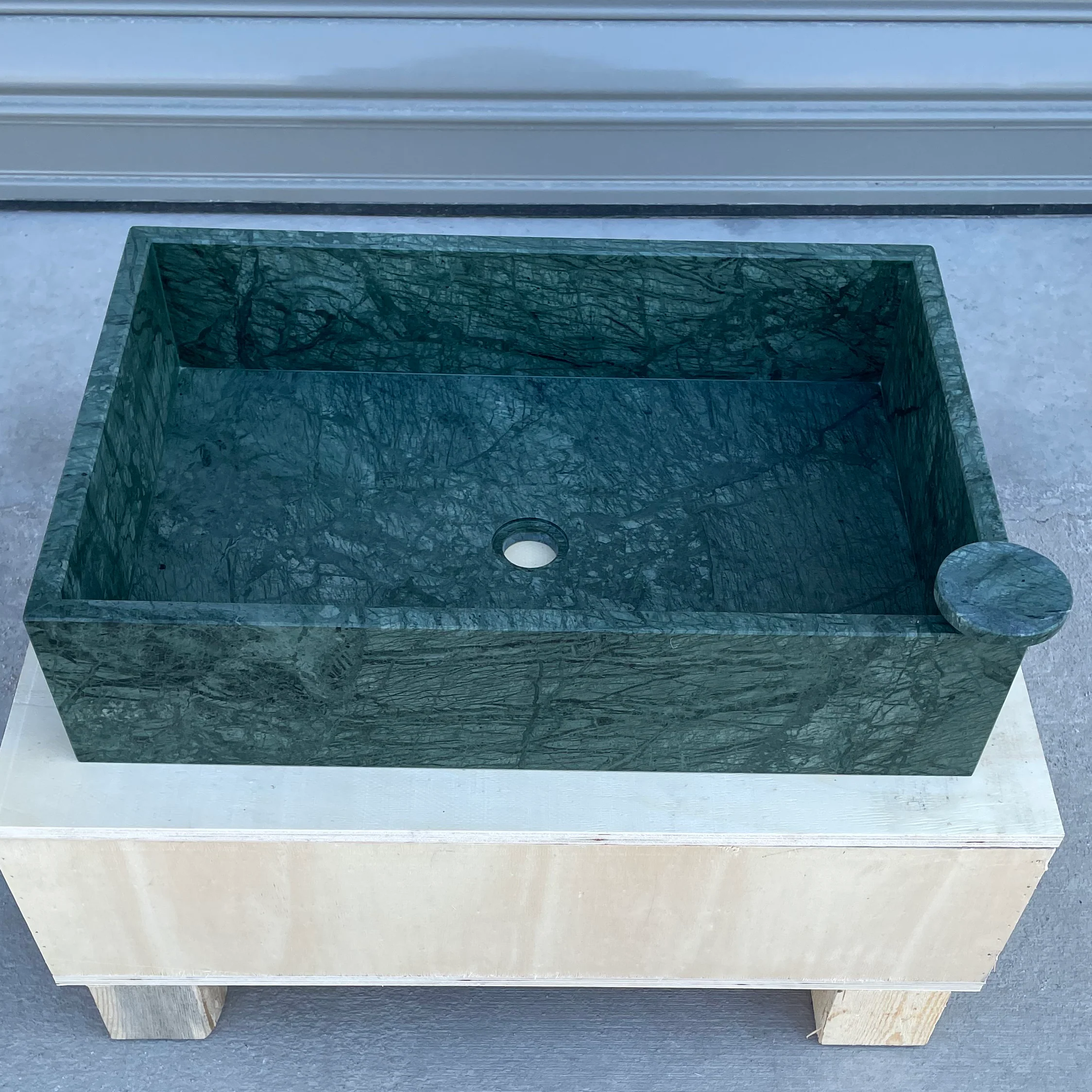 HANDCRAFTED VERDE GUATEMALA CUSTOM MARBLE SINK (NS-037) - Image 5
