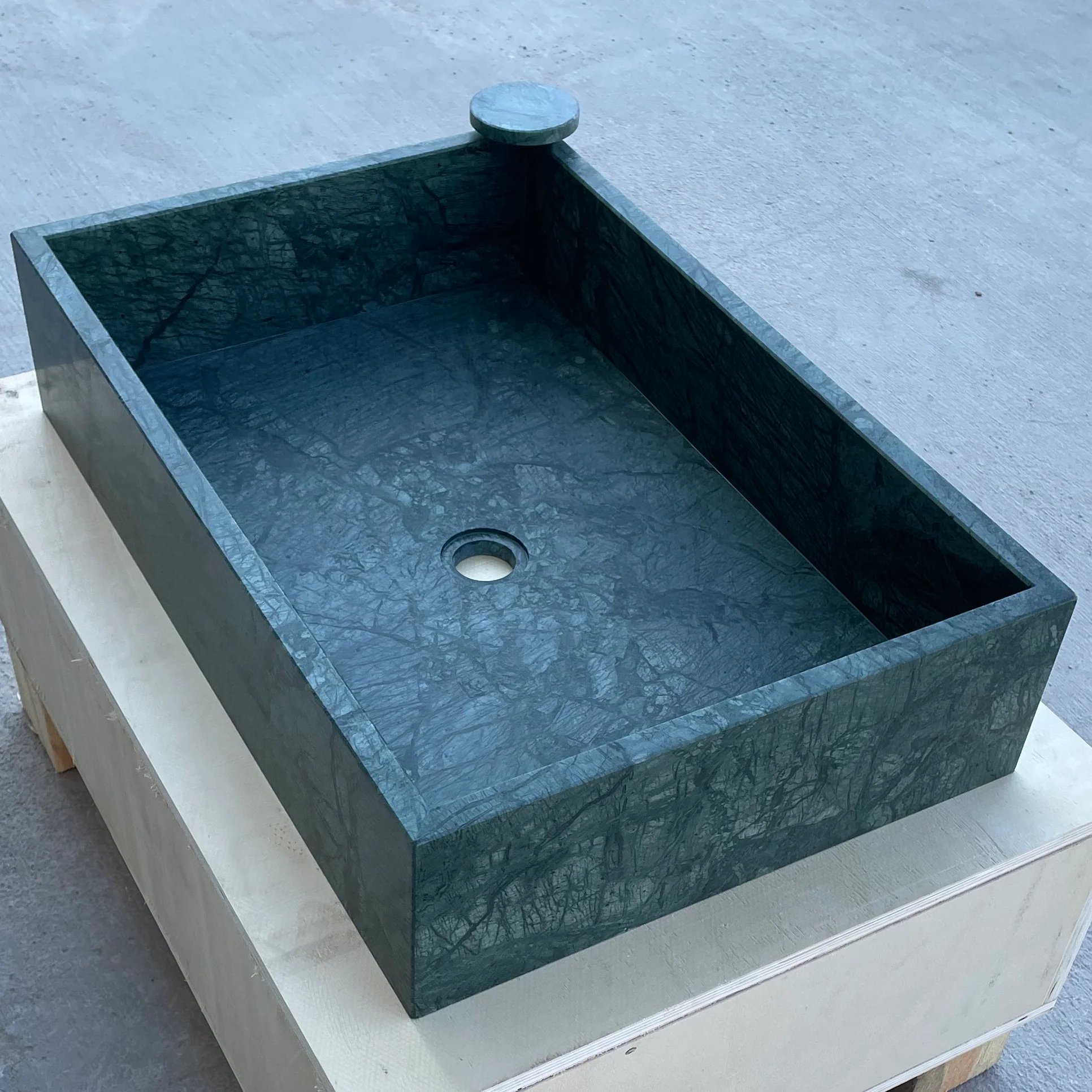 HANDCRAFTED VERDE GUATEMALA CUSTOM MARBLE SINK (NS-037) - Image 9