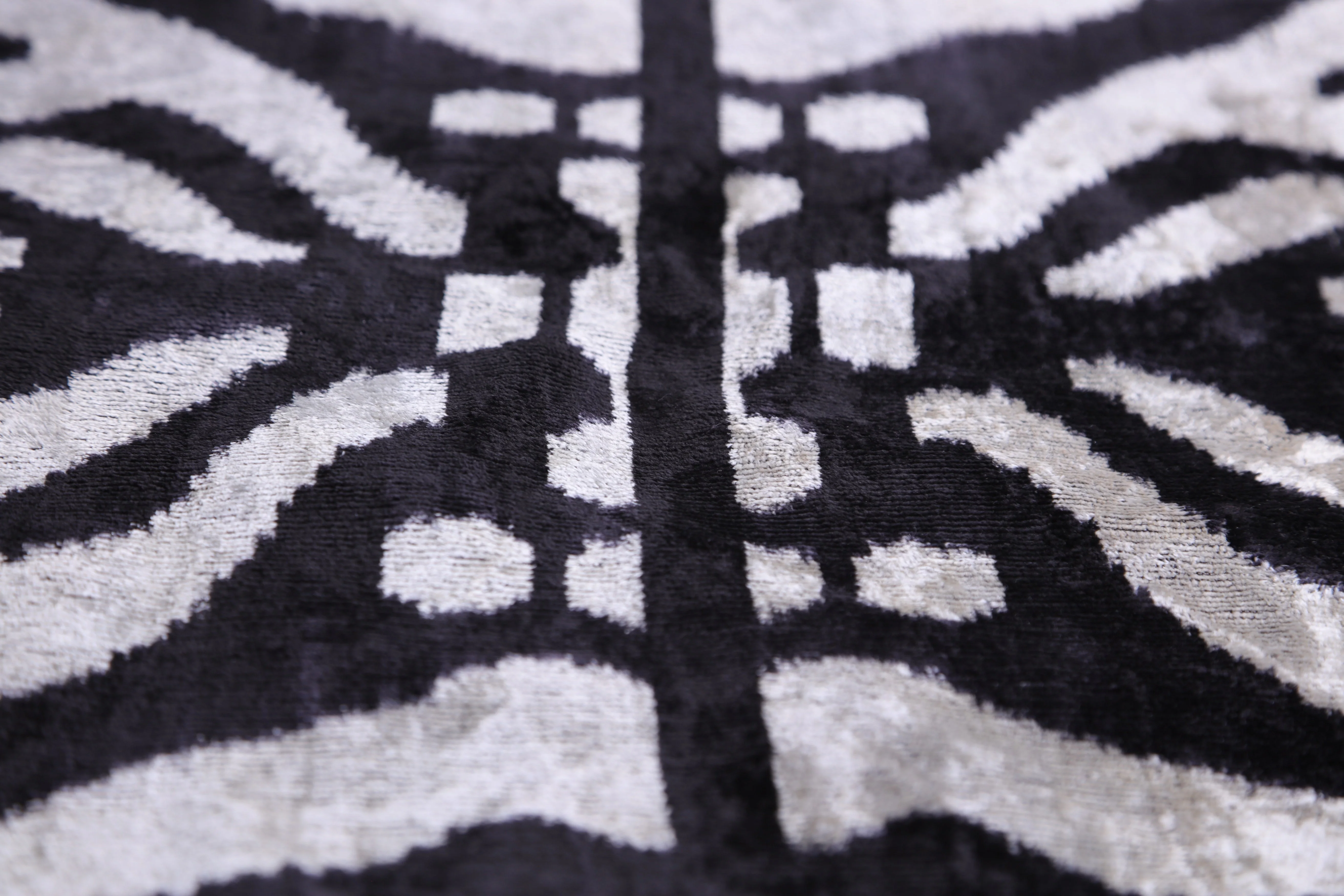 Handmade 16x16 Velvet Pillow – Black & white Symmetry Pattern - Image 4
