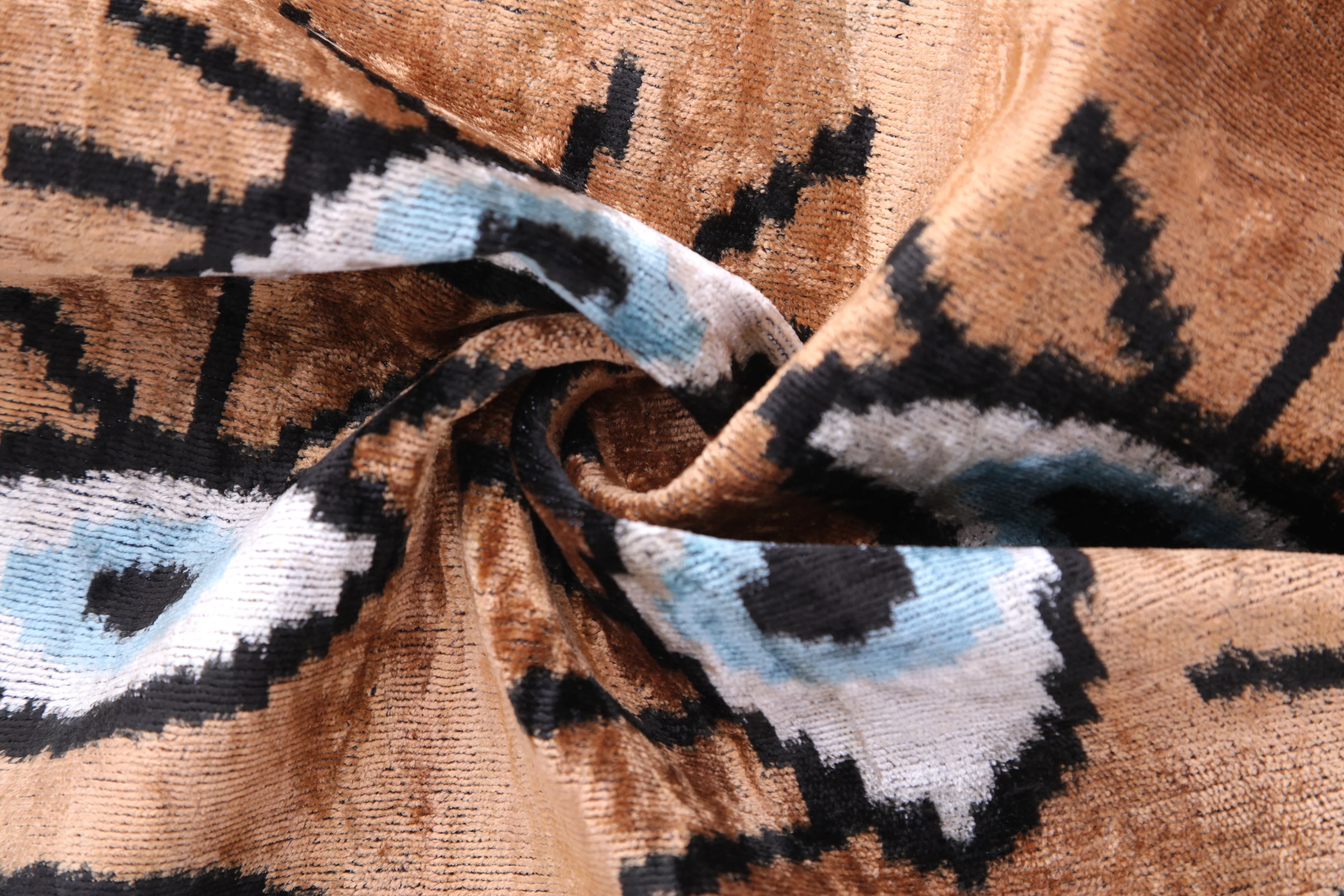 Handmade 16x16 Velvet Pillow – Evil Eye Pattern in Blue & Tan Brown - Image 8