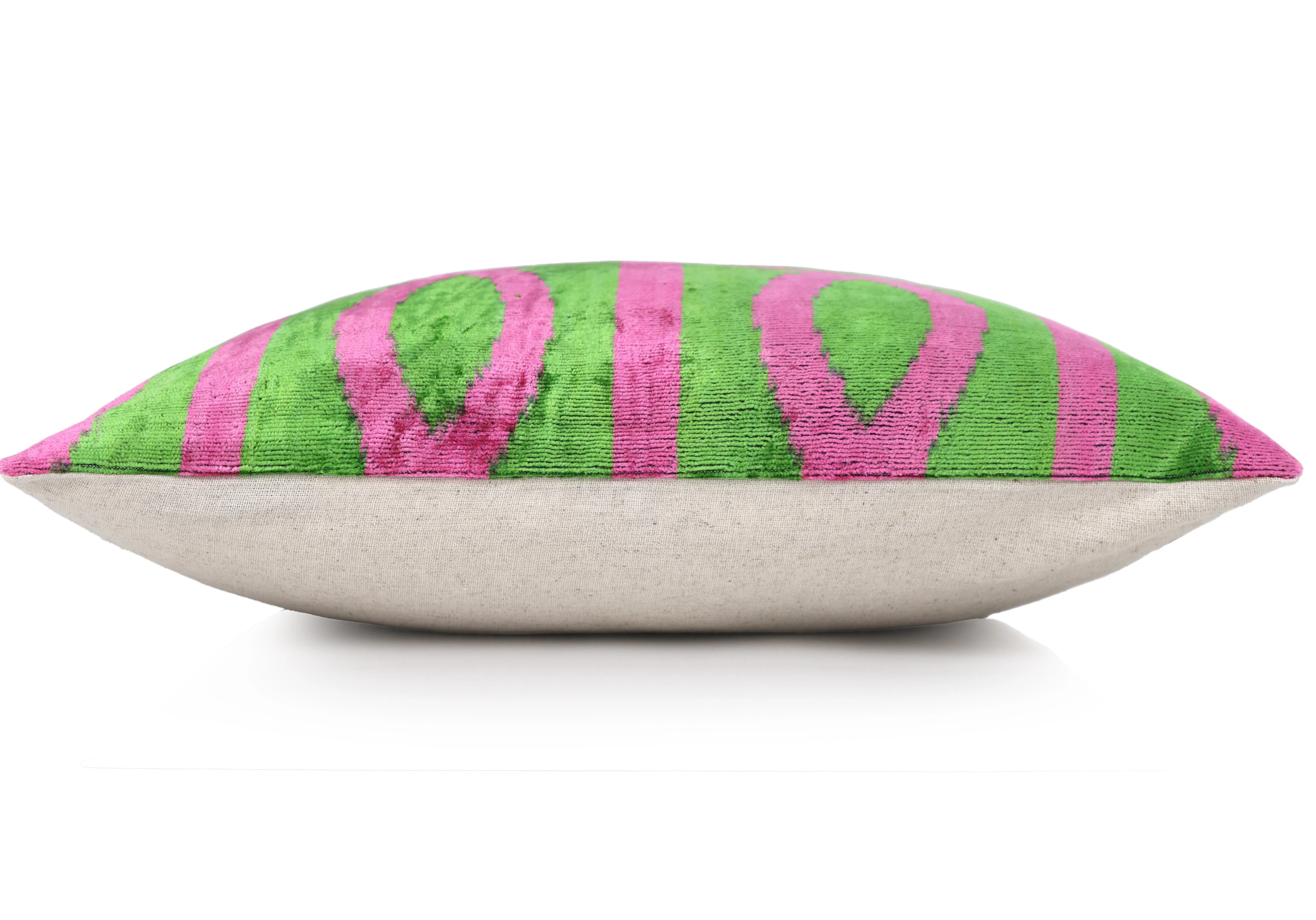 Handmade 16x16 Velvet Pillow – Pink & Green Geometric Design - Image 4