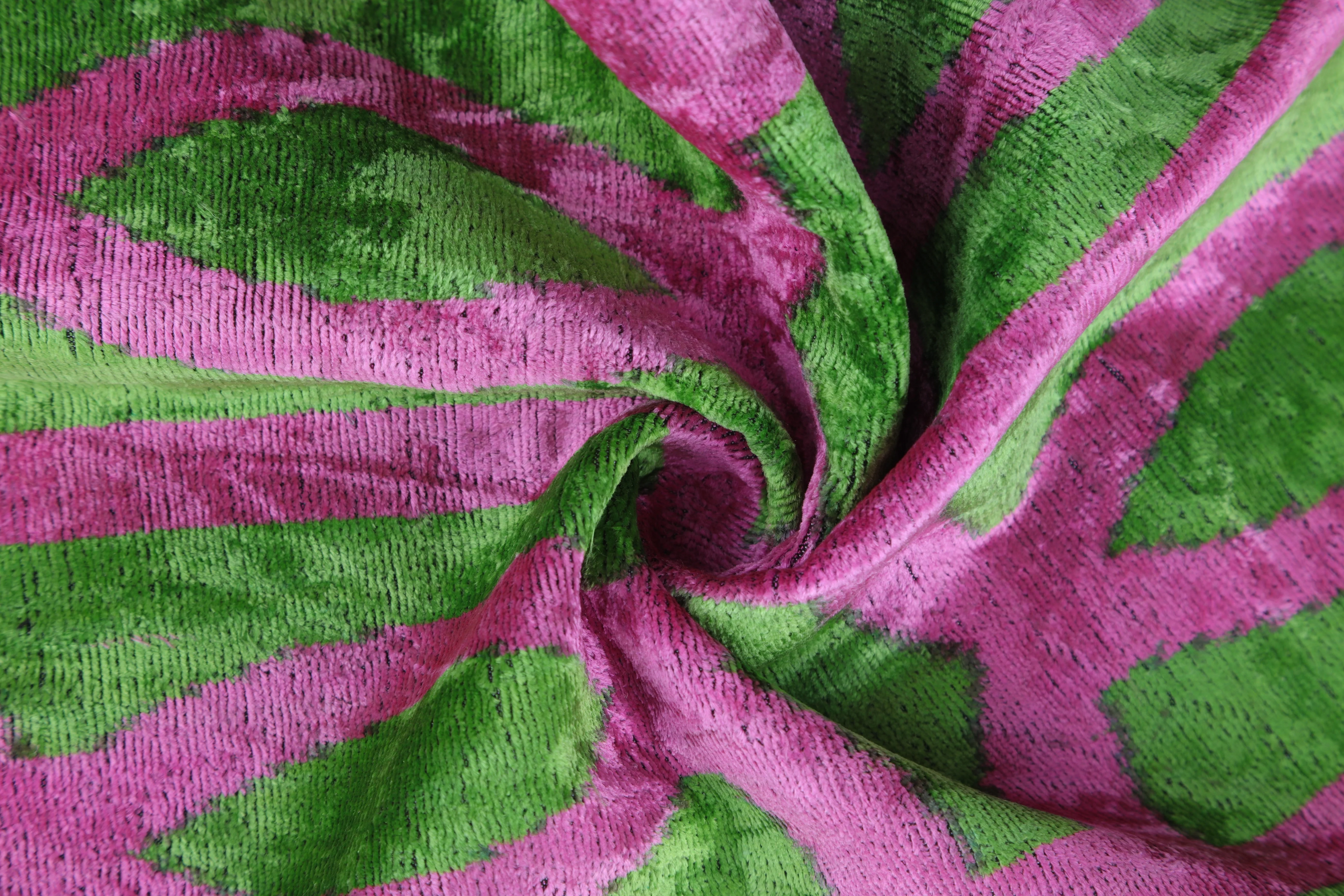 Handmade 16x16 Velvet Pillow – Pink & Green Geometric Design - Image 7