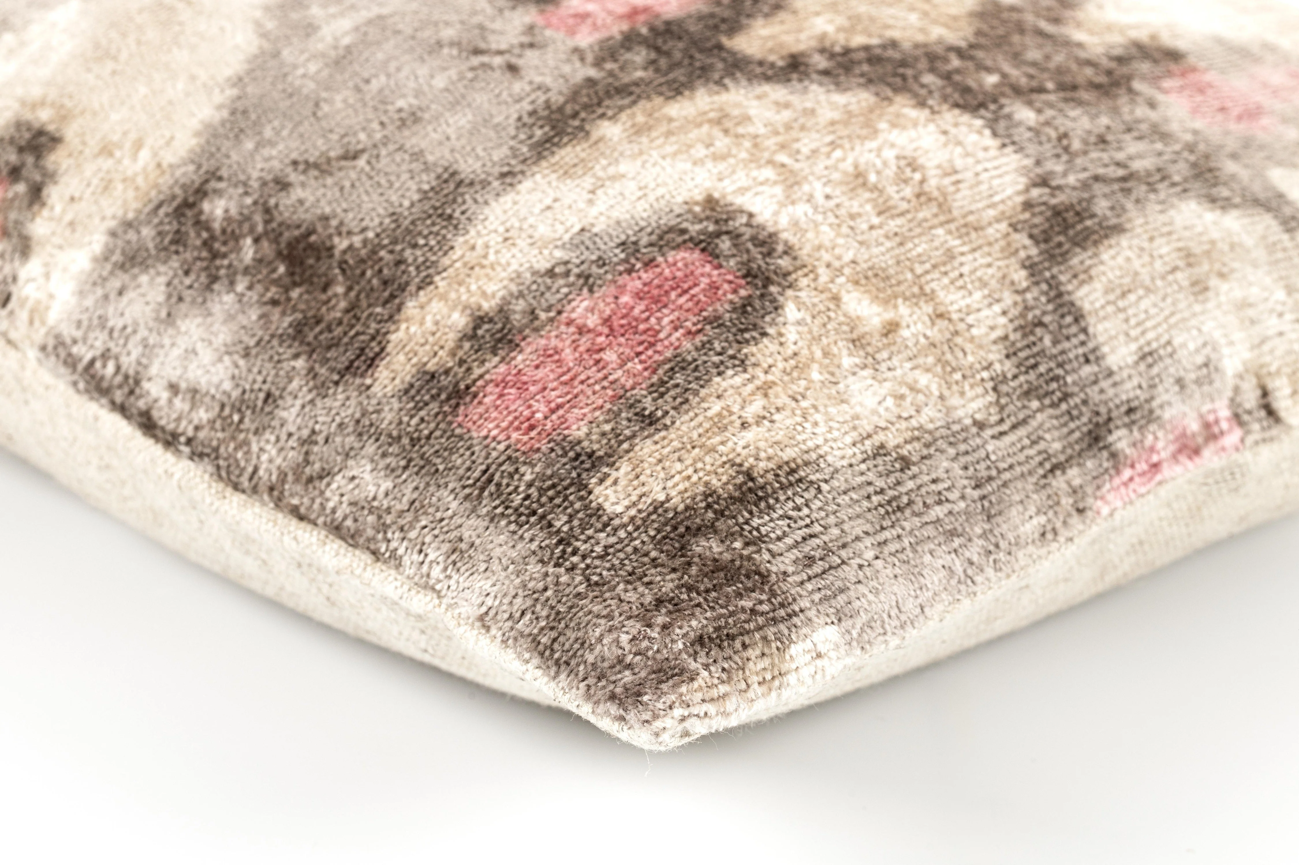Handmade 16x16 Velvet Throw Pillow – Beige, Pink, Gray Tones with Down Insert for Modern Boho Decor - Image 5