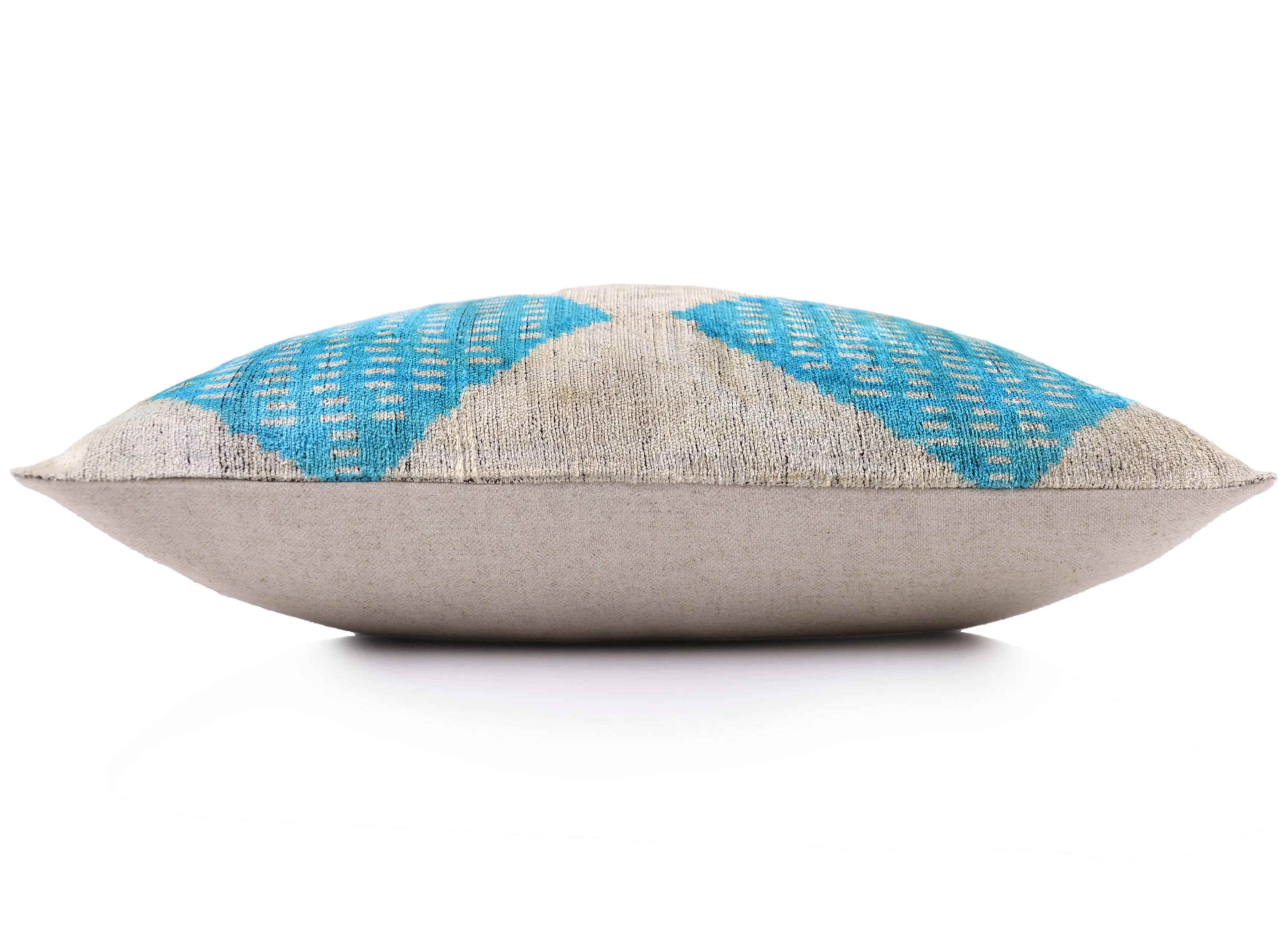 Handmade 16x24 Turquoise Silk Velvet Throw Pillow – Luxury Geometric Lumbar Cushion - Image 4