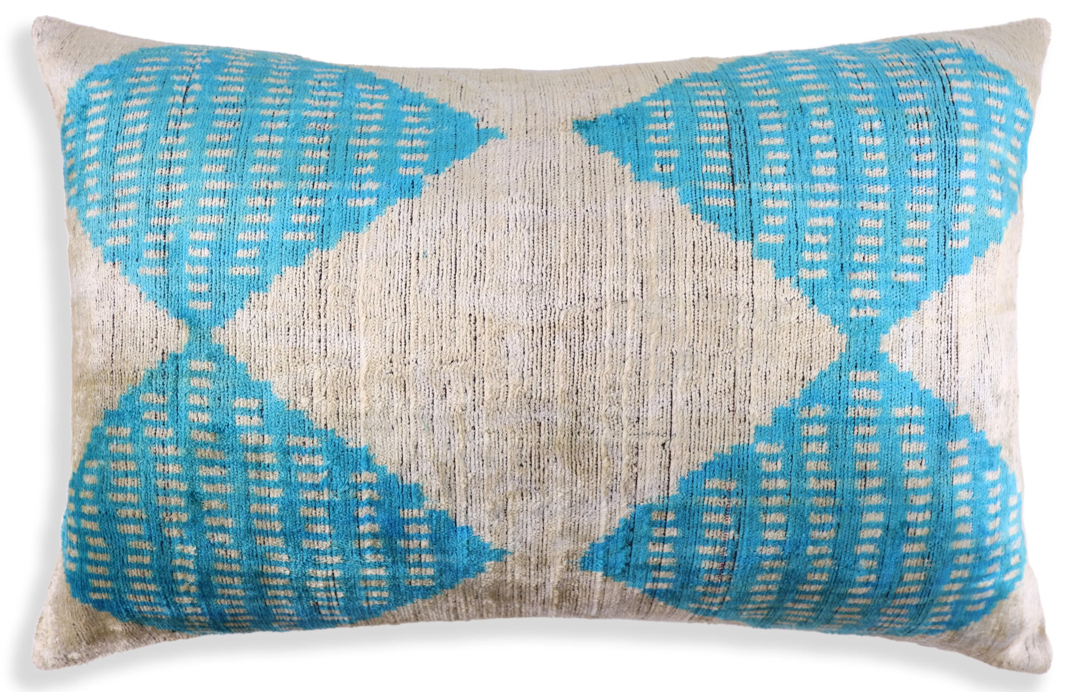 Handmade 16x24 Turquoise Silk Velvet Throw Pillow – Luxury Geometric Lumbar Cushion - Image 5