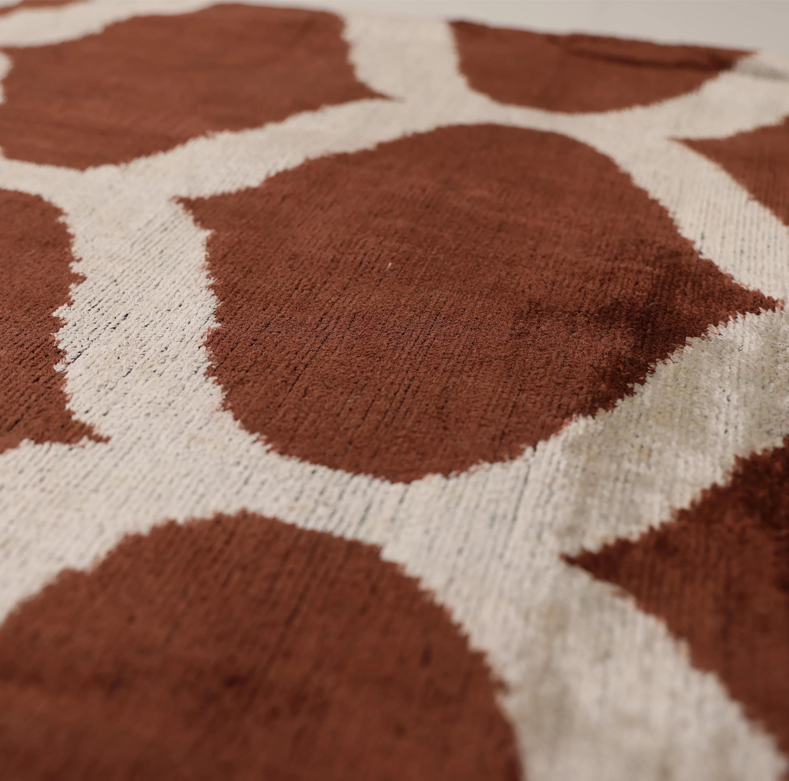 Handmade Brown Silk Velvet Pillow 20x20 – Geometric Modern Designer Cushion - Image 2