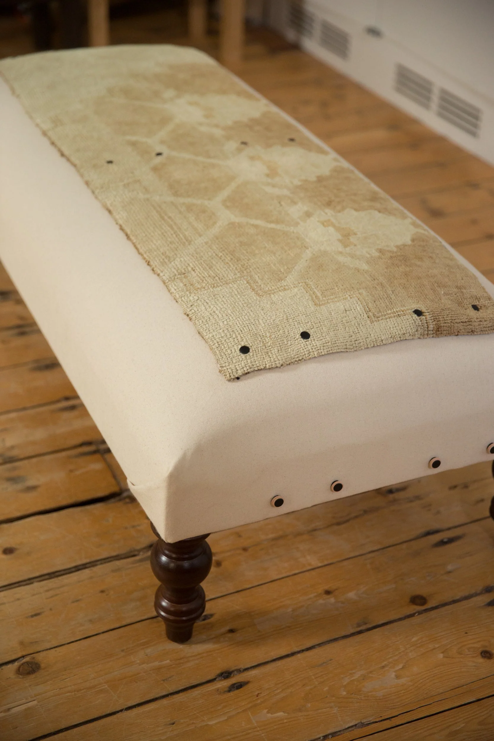 Handmade Canvas Changeable Rug Fragment Ottoman Coffee Table - Image 10
