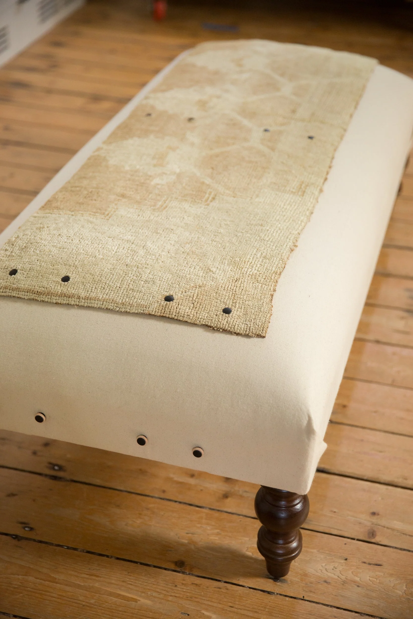 Handmade Canvas Changeable Rug Fragment Ottoman Coffee Table - Image 11