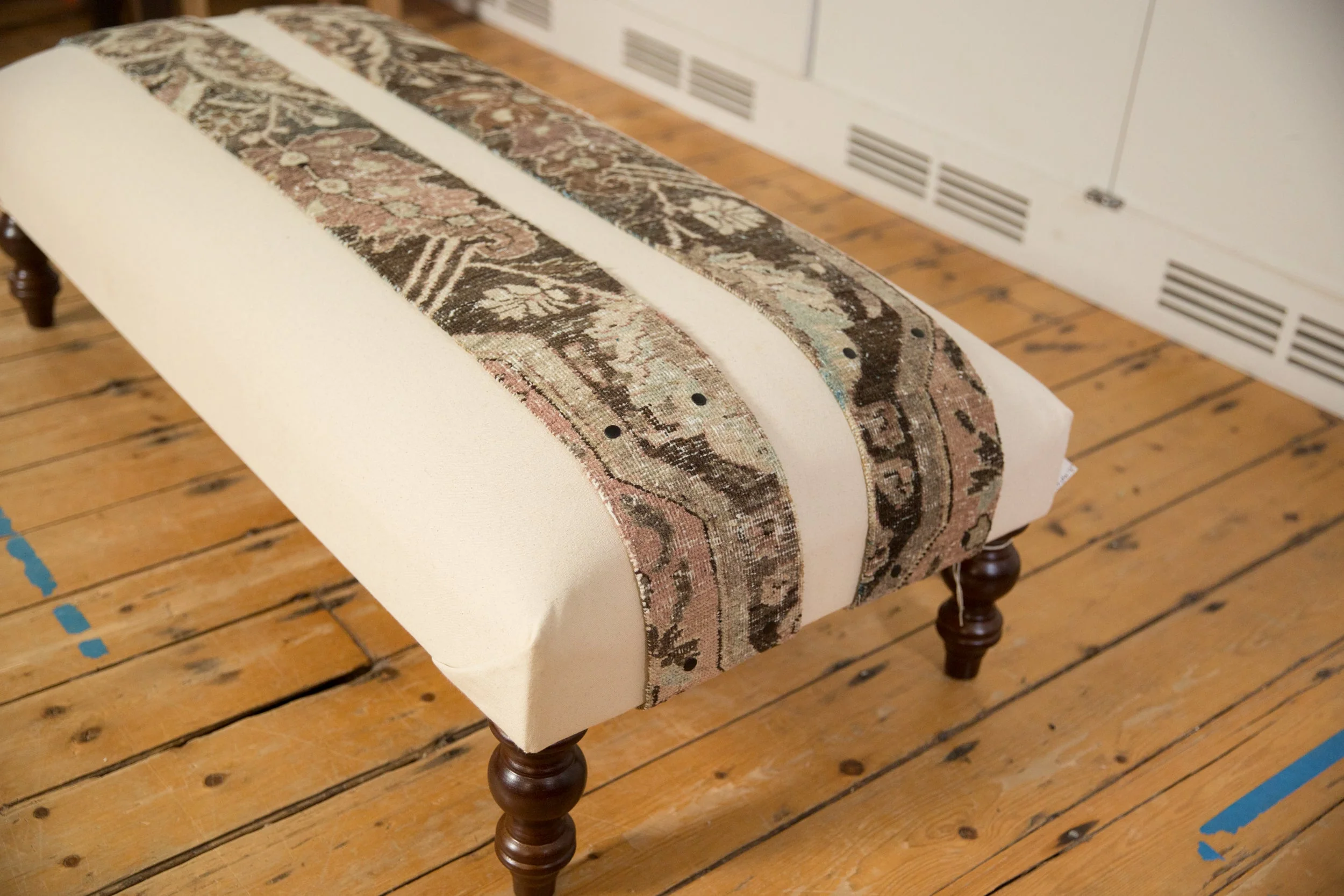 Handmade Canvas Changeable Rug Fragment Ottoman Coffee Table - Image 12