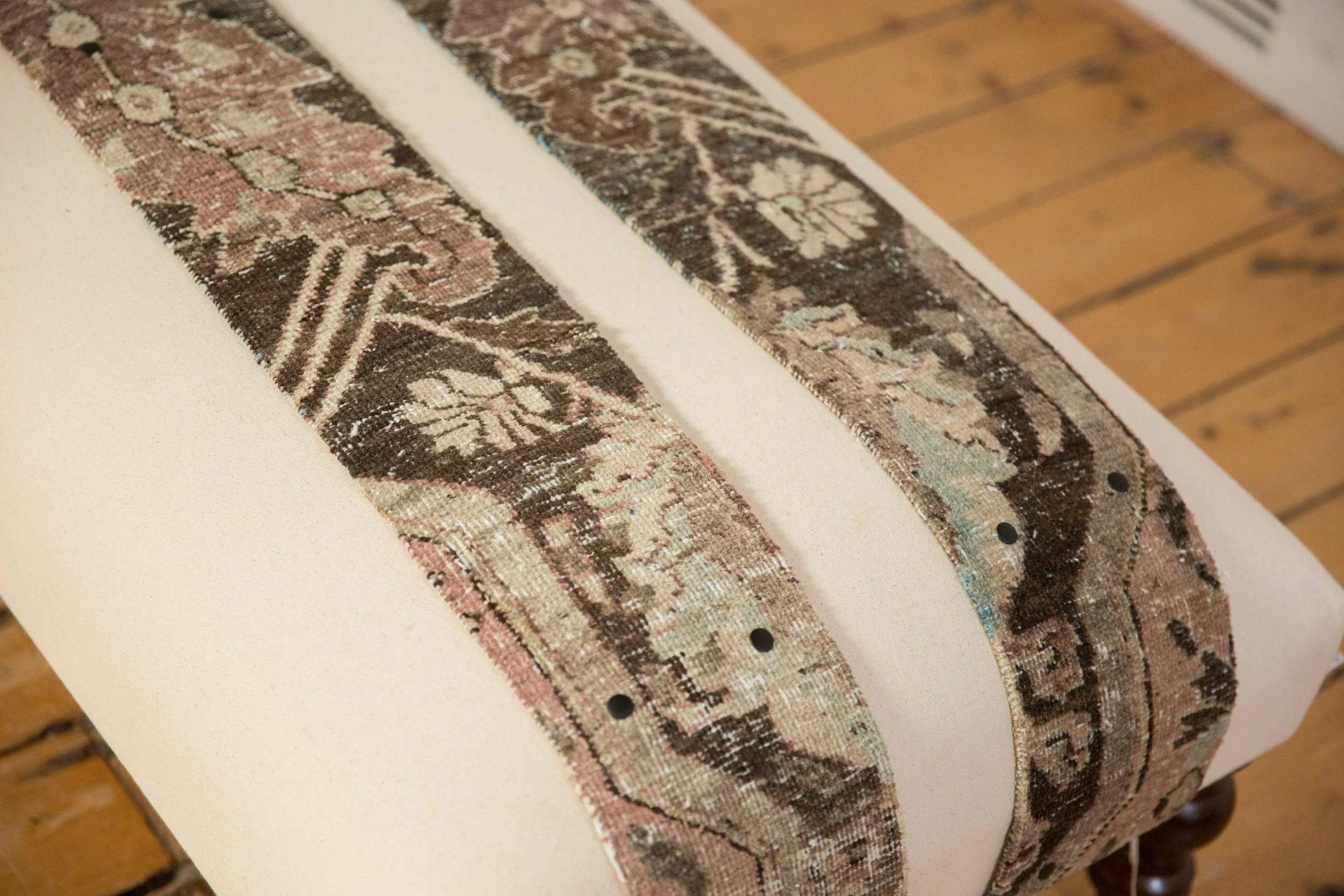 Handmade Canvas Changeable Rug Fragment Ottoman Coffee Table - Image 13