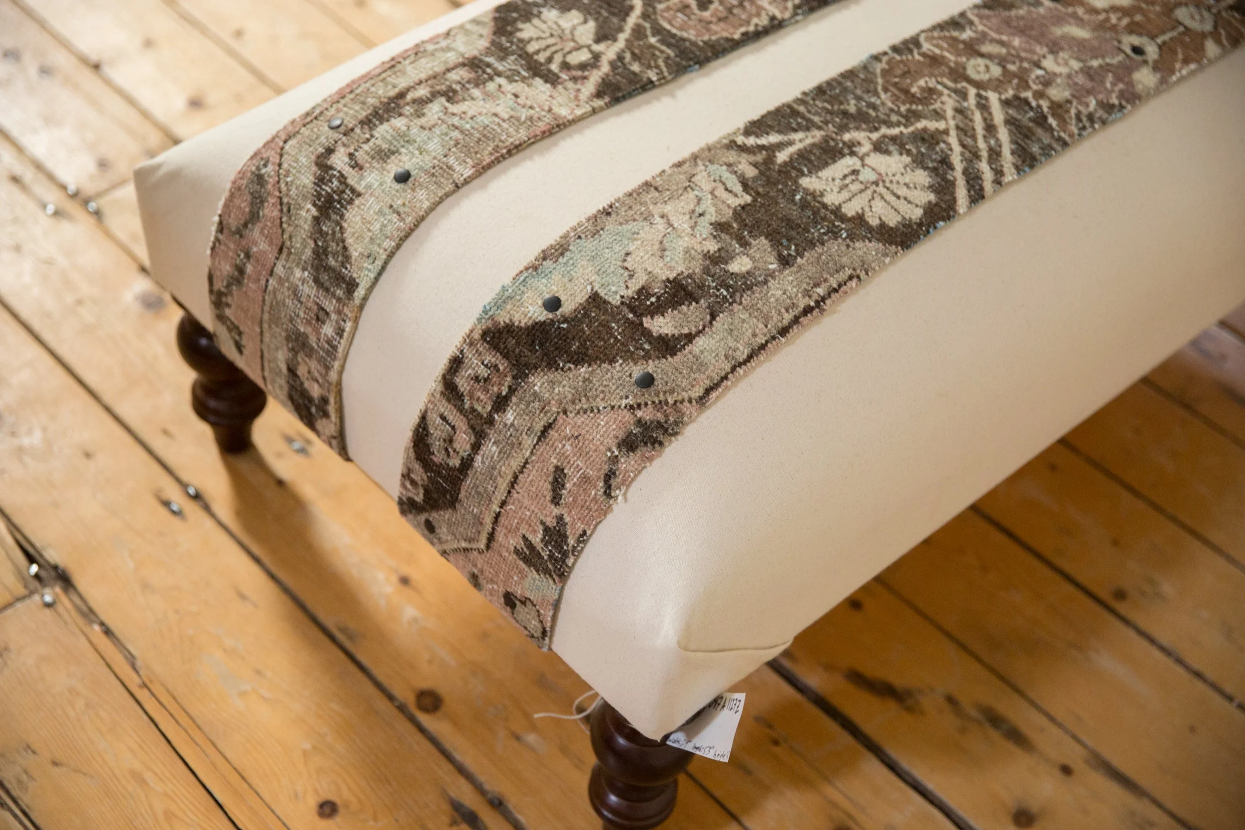 Handmade Canvas Changeable Rug Fragment Ottoman Coffee Table - Image 15