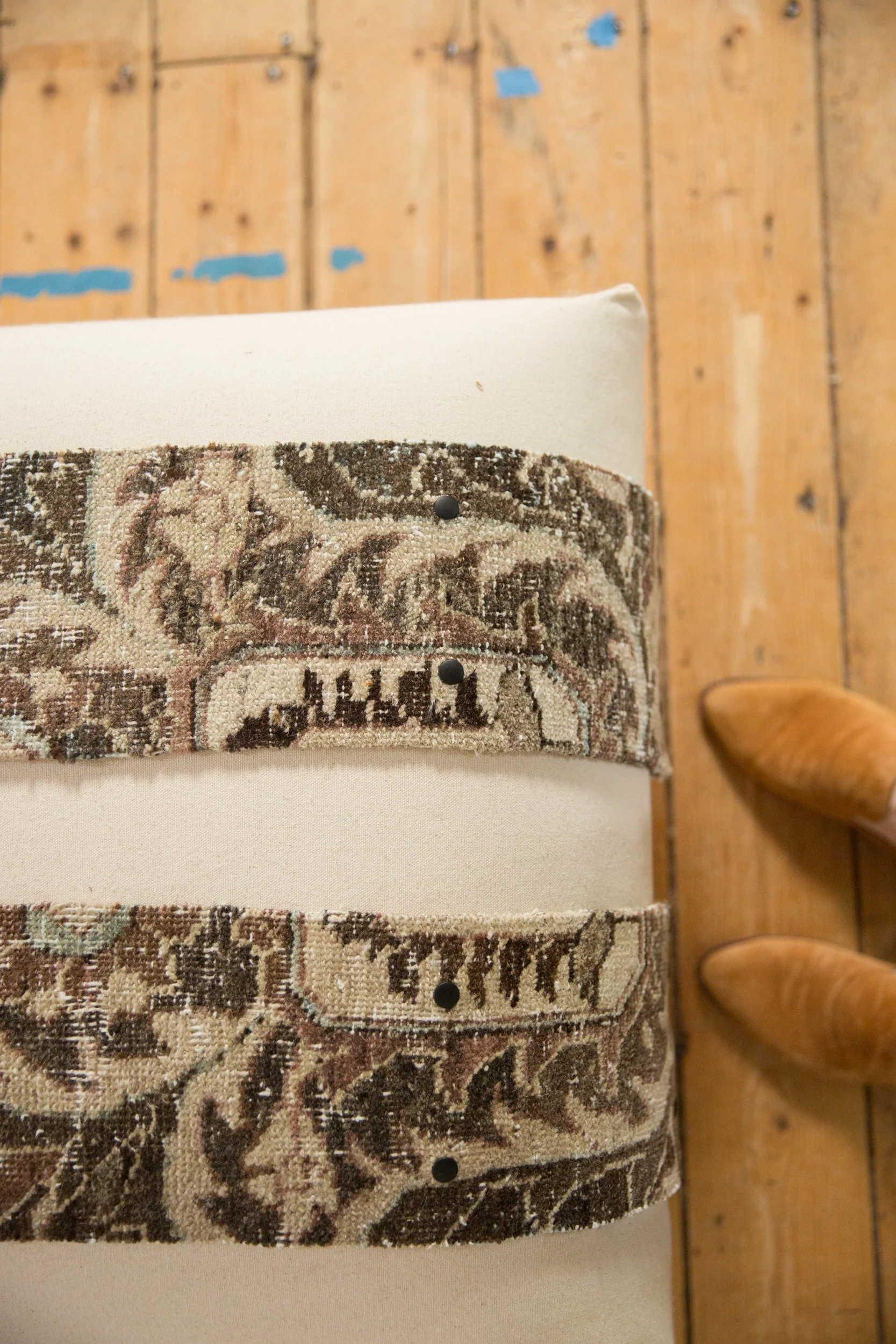 Handmade Canvas Changeable Rug Fragment Ottoman Coffee Table - Image 17