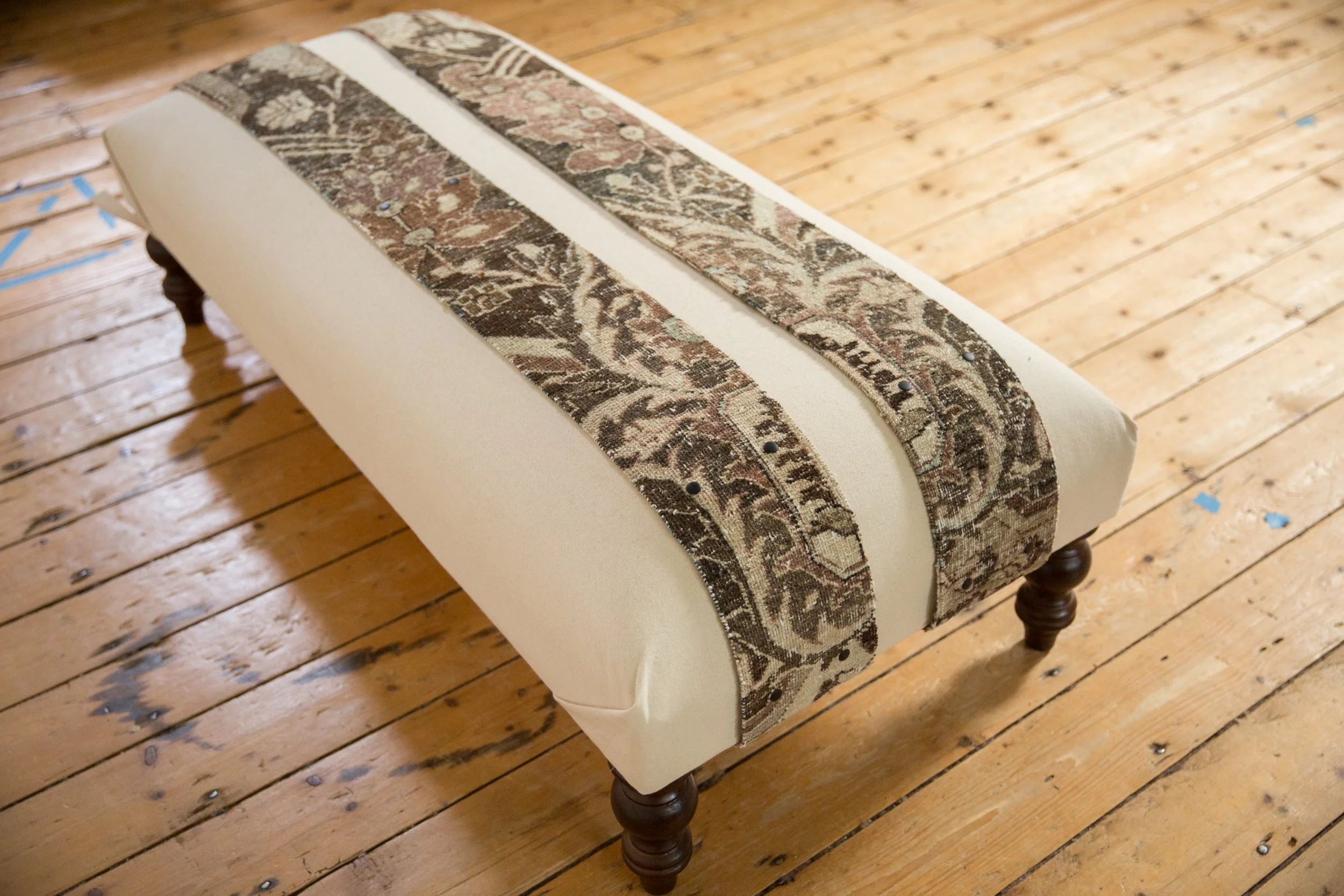 Handmade Canvas Changeable Rug Fragment Ottoman Coffee Table - Image 19